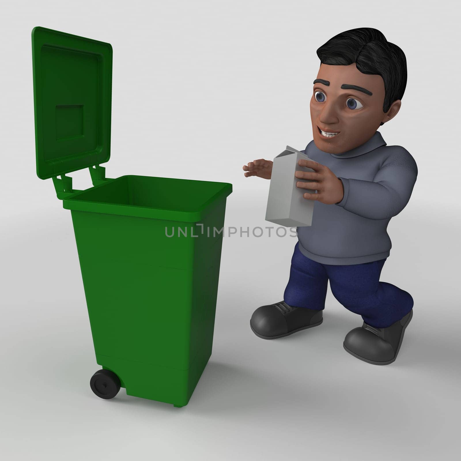 3D Render of Cartoon Casual Character