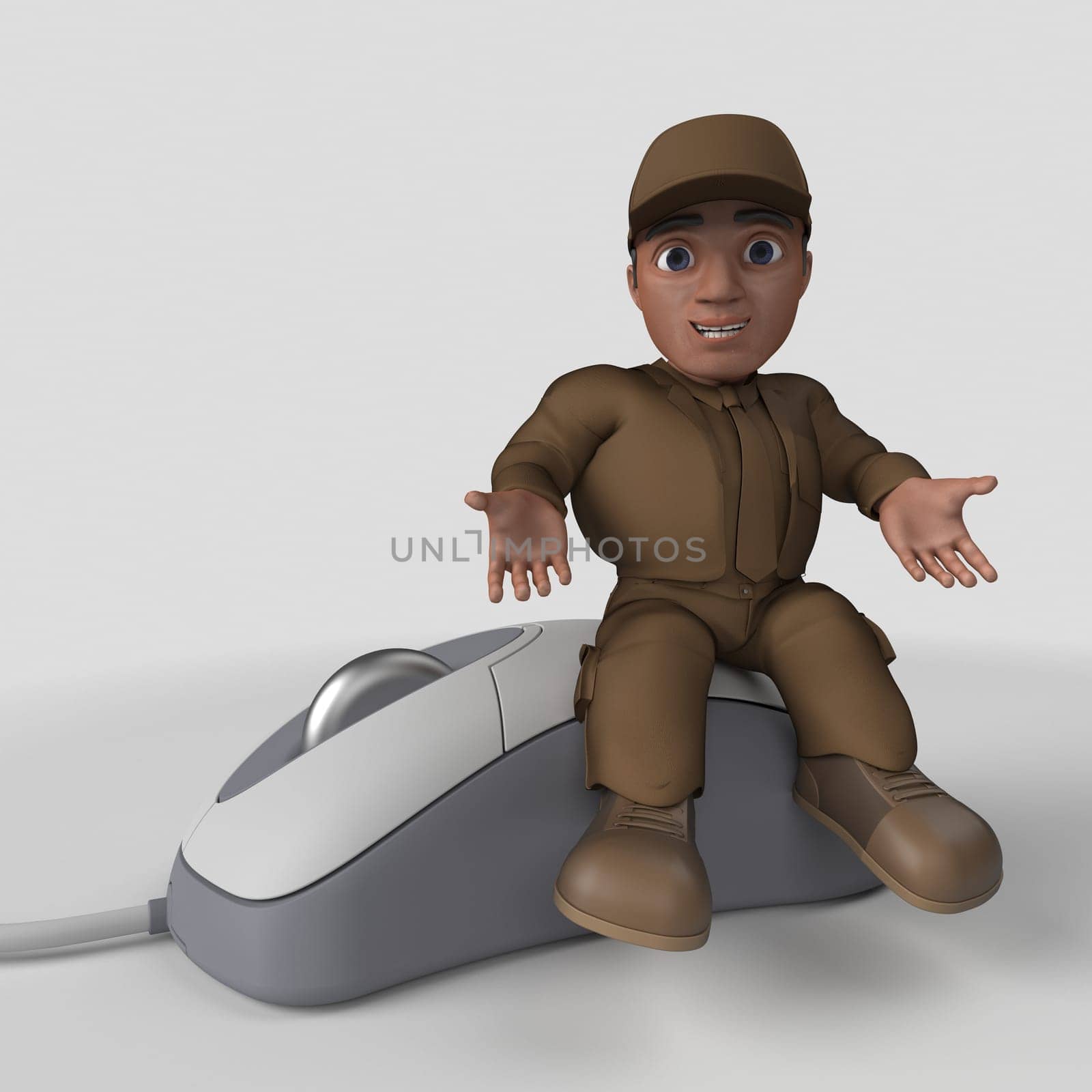 3D Render of Cartoon Delivery Driver