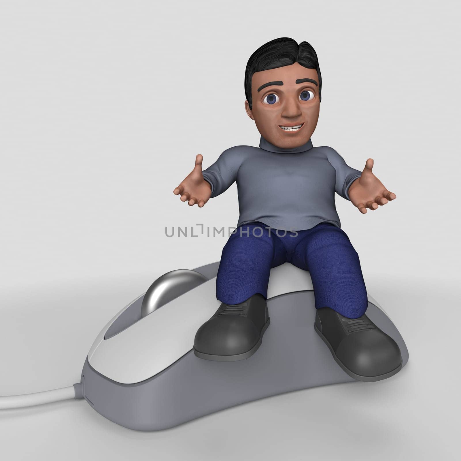3D Render of Cartoon Casual Character