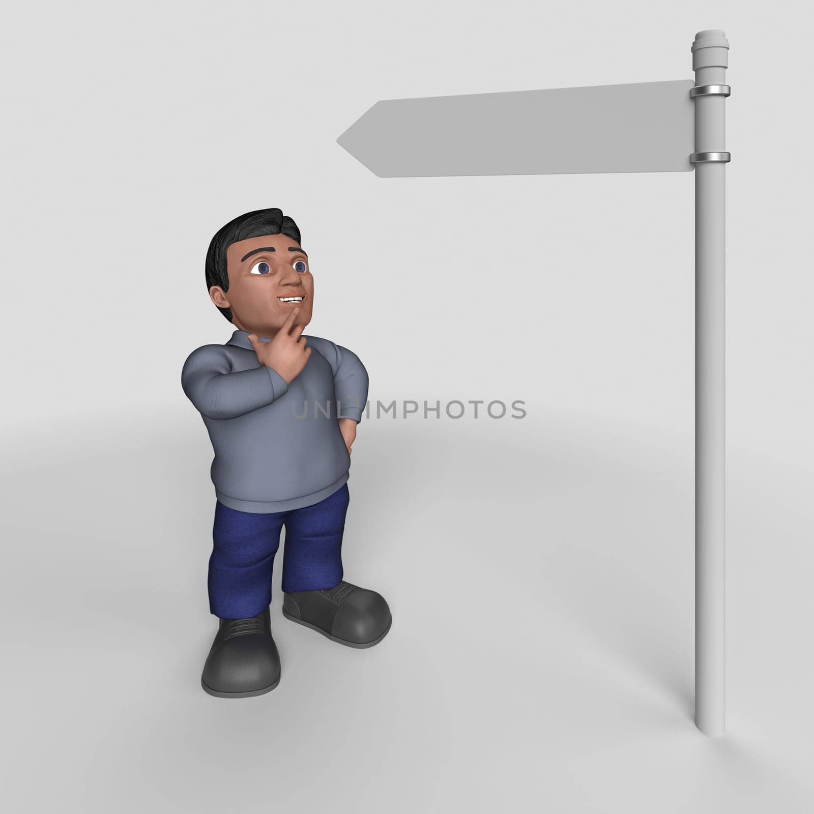 3D Render of Cartoon Casual Character