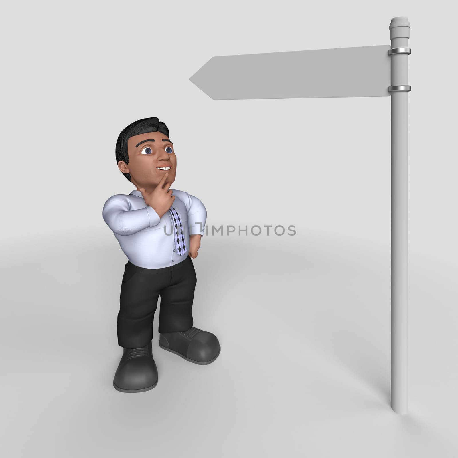 3D Render of Cartoon Business Character