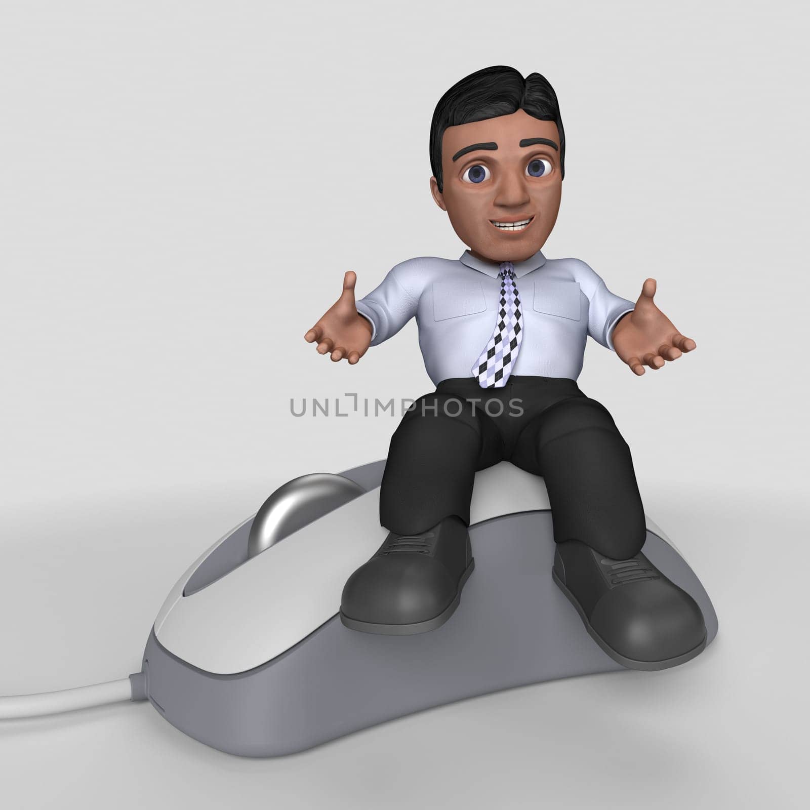 3D Render of Cartoon Business Character