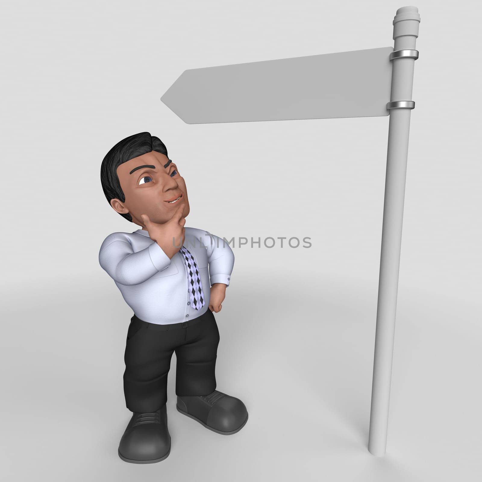 3D Render of Cartoon Business Character