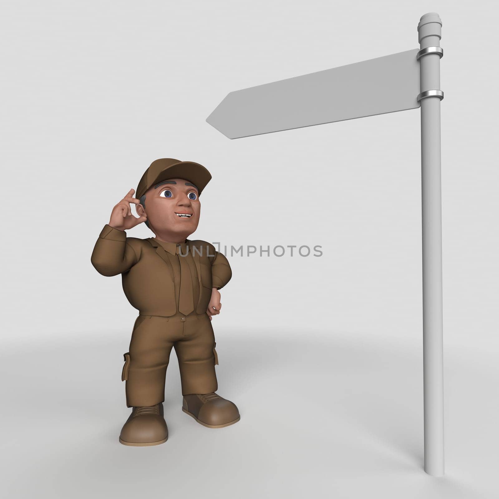 3D Render of Cartoon Delivery Driver