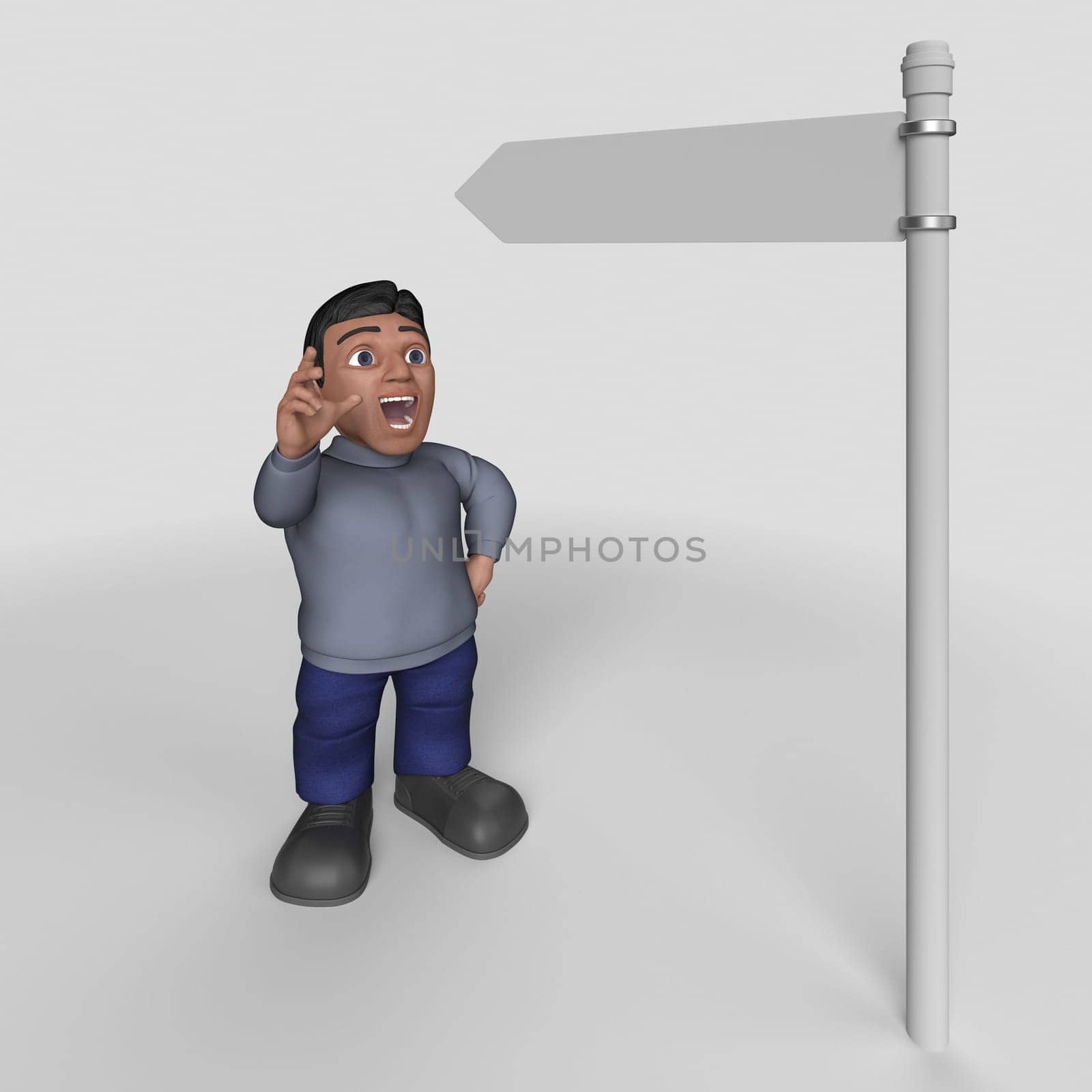 3D Render of Cartoon Casual Character