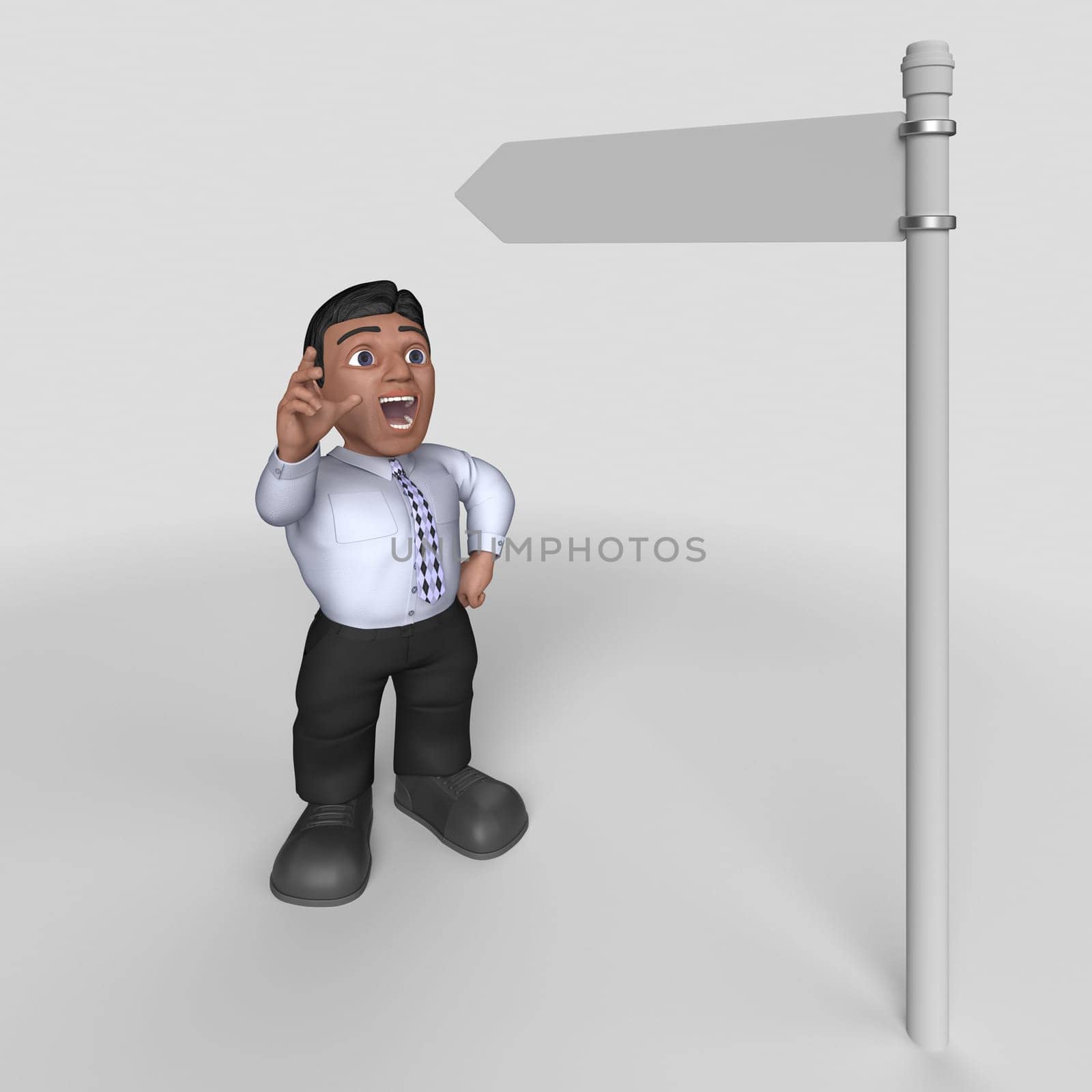 3D Render of Cartoon Business Character