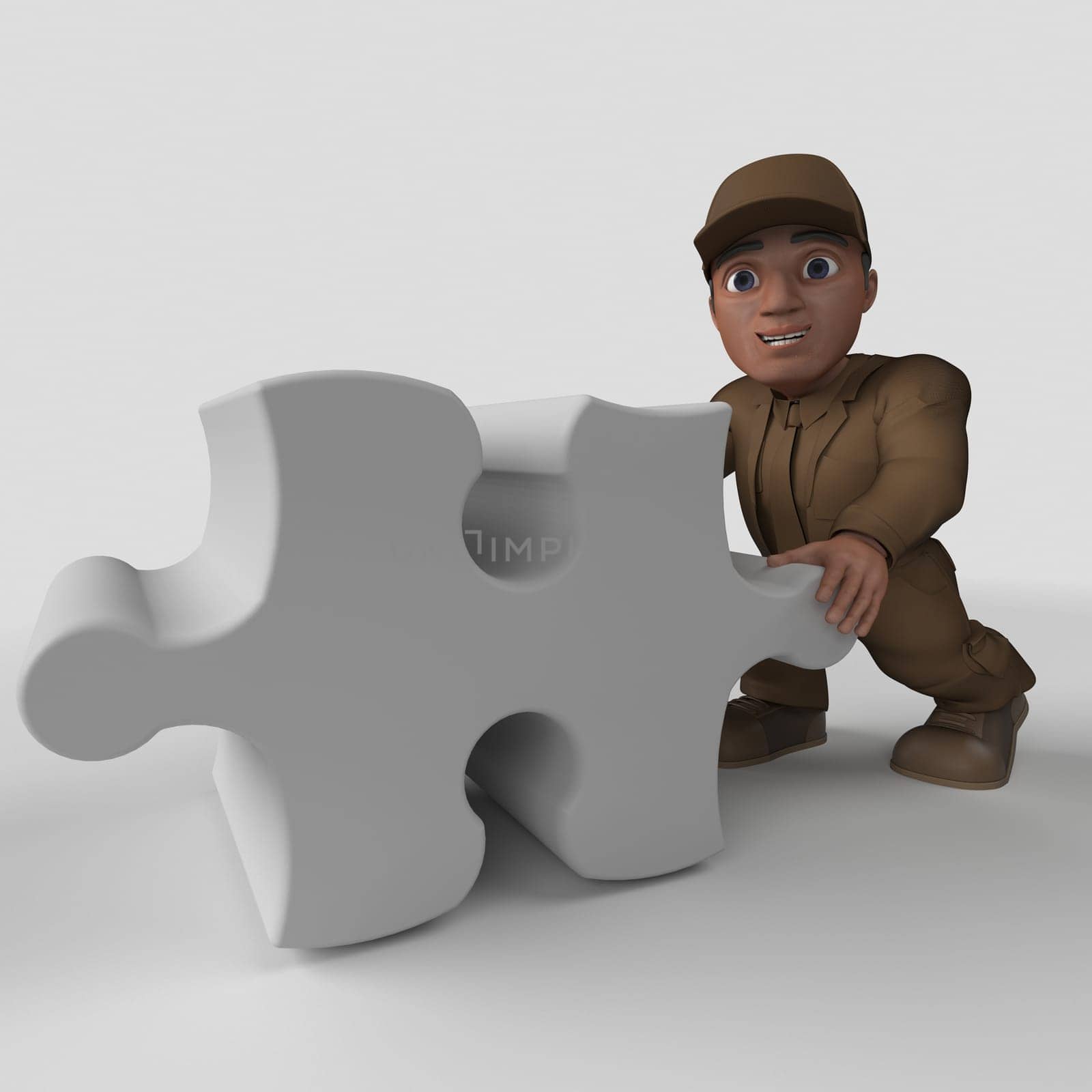 3D Render of Cartoon Delivery Driver