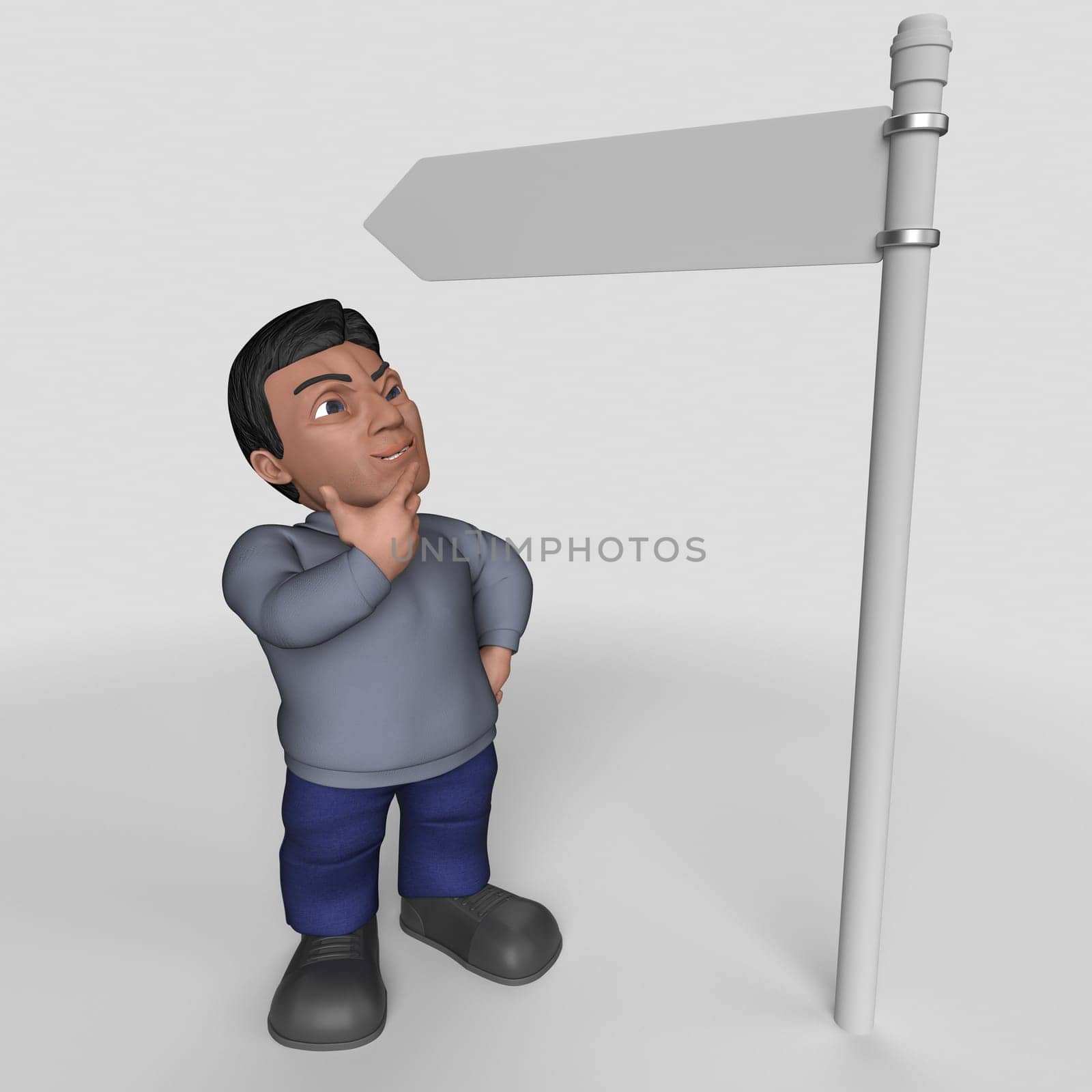 3D Render of Cartoon Casual Character