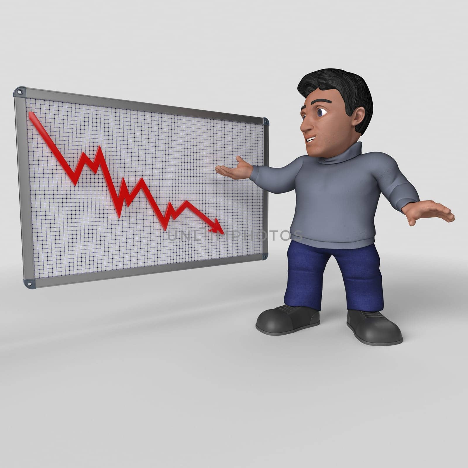 3D Render of Cartoon Casual Character