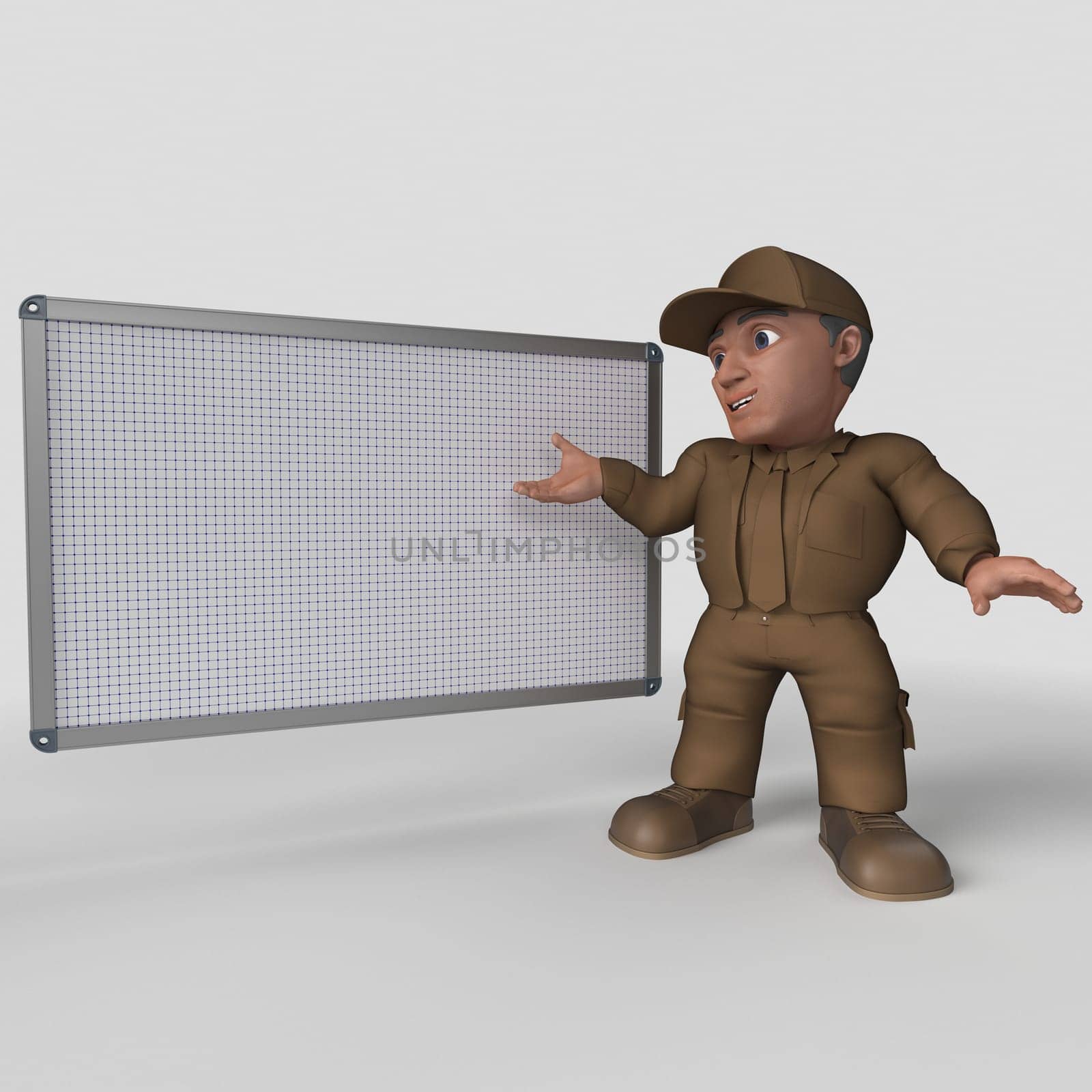 3D Render of Cartoon Delivery Driver