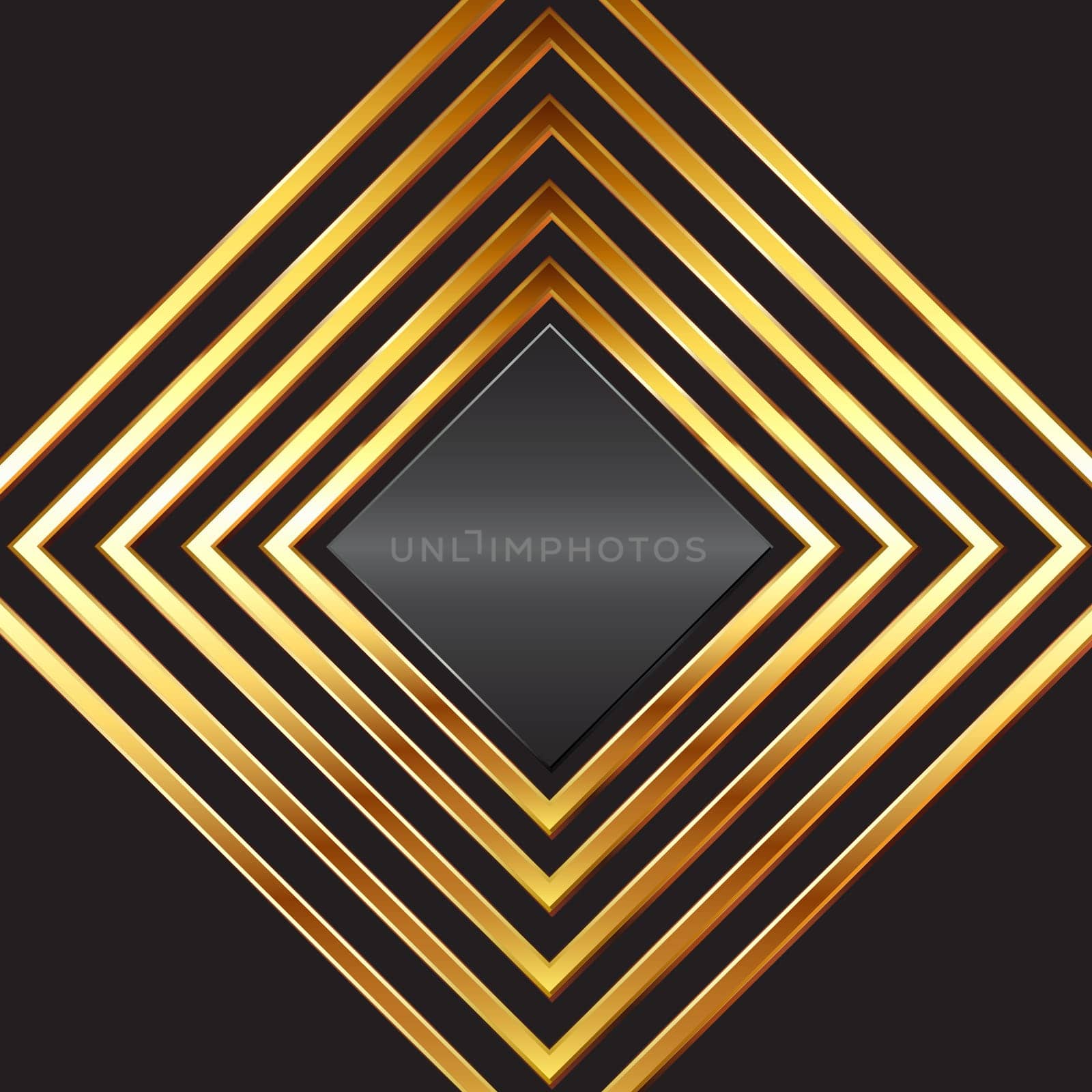 Abstract background with metallic gold diamond frame