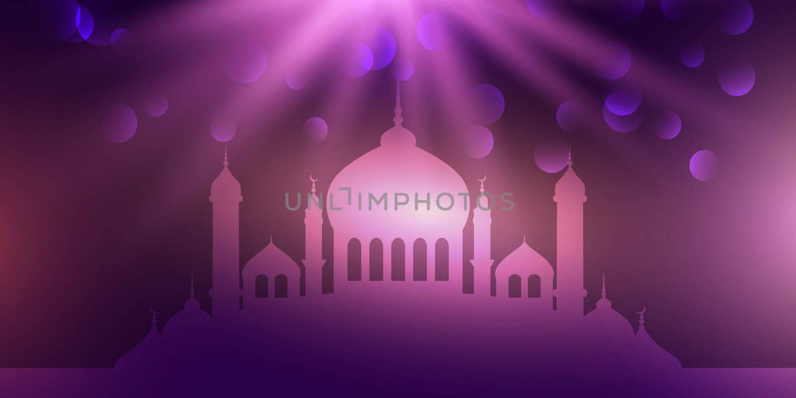 Abstract Eid Mubarak banner design with silhouette of mosque