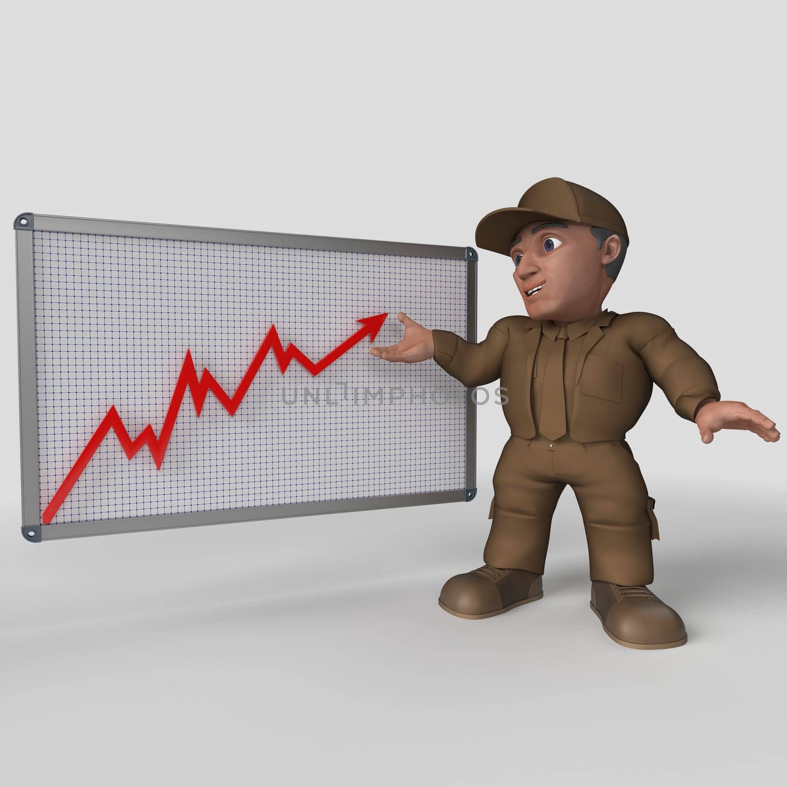 3D Render of Cartoon Delivery Driver