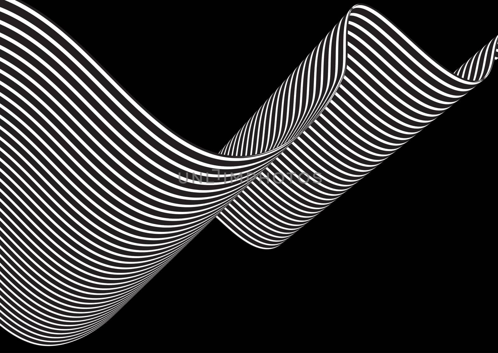 Abstract background with black and white flowing stripes