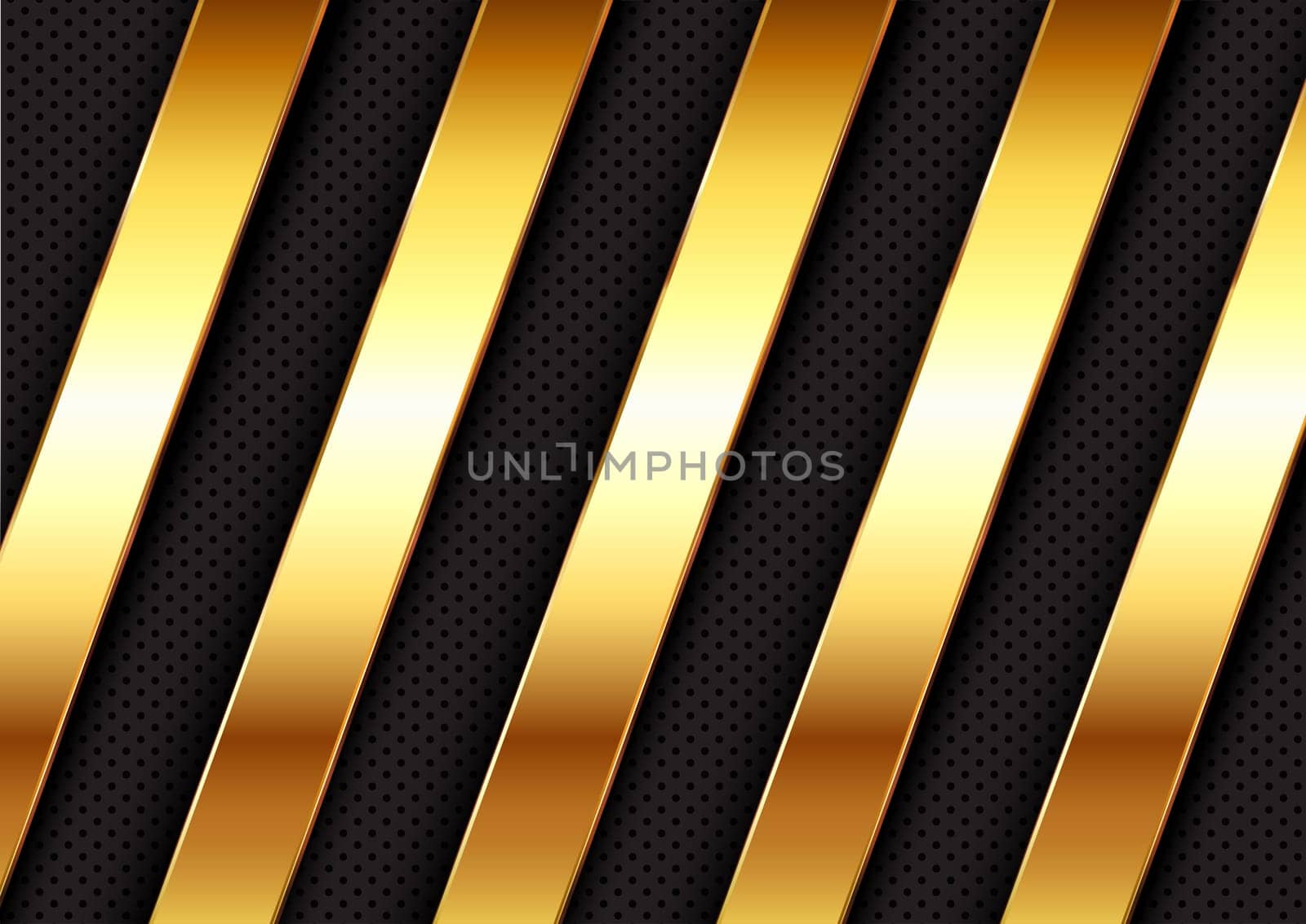Abstract background with metallic gold bars on perforated metal design