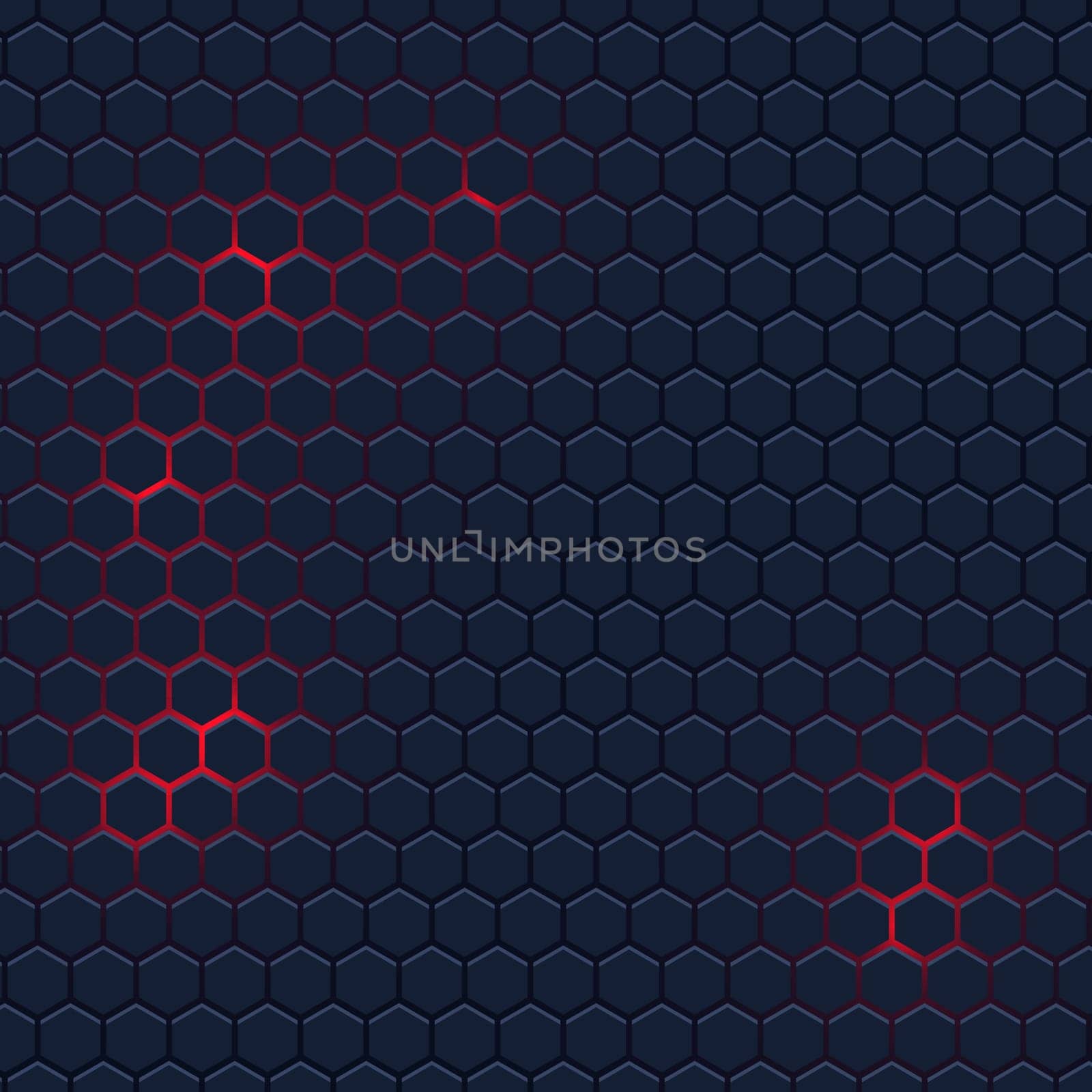 Abstract background with hexagonal pattern and red glow