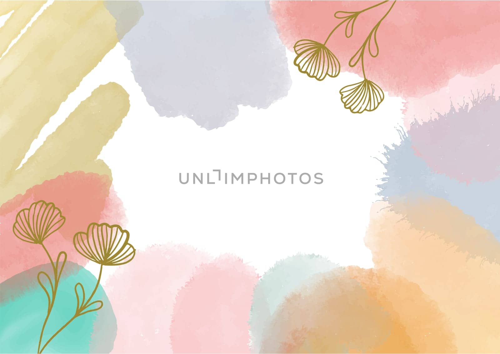 Decorative abstract background with hand painted watercolour elements