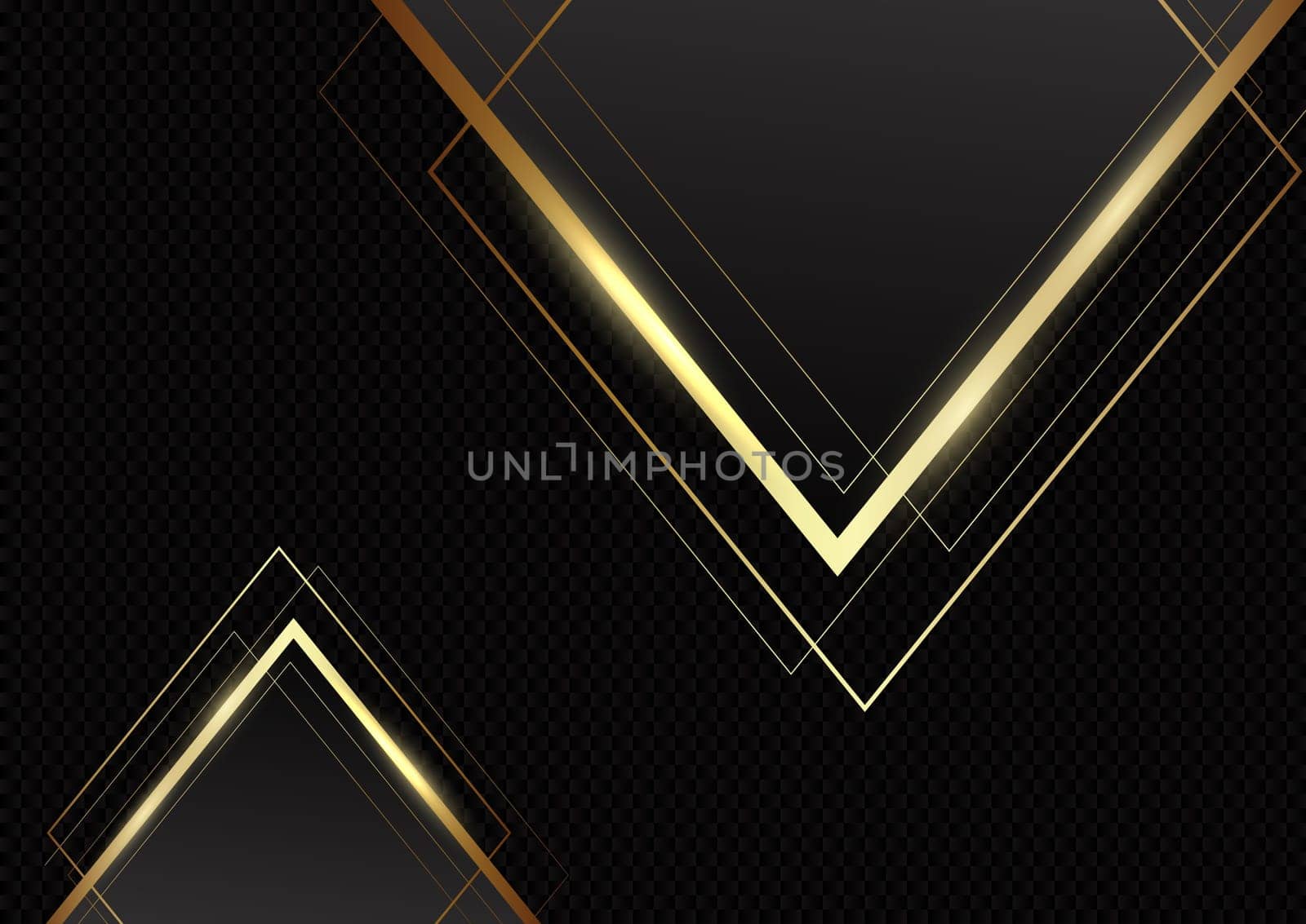 Abstract background with metallic gold triangles on carbon fibre texture