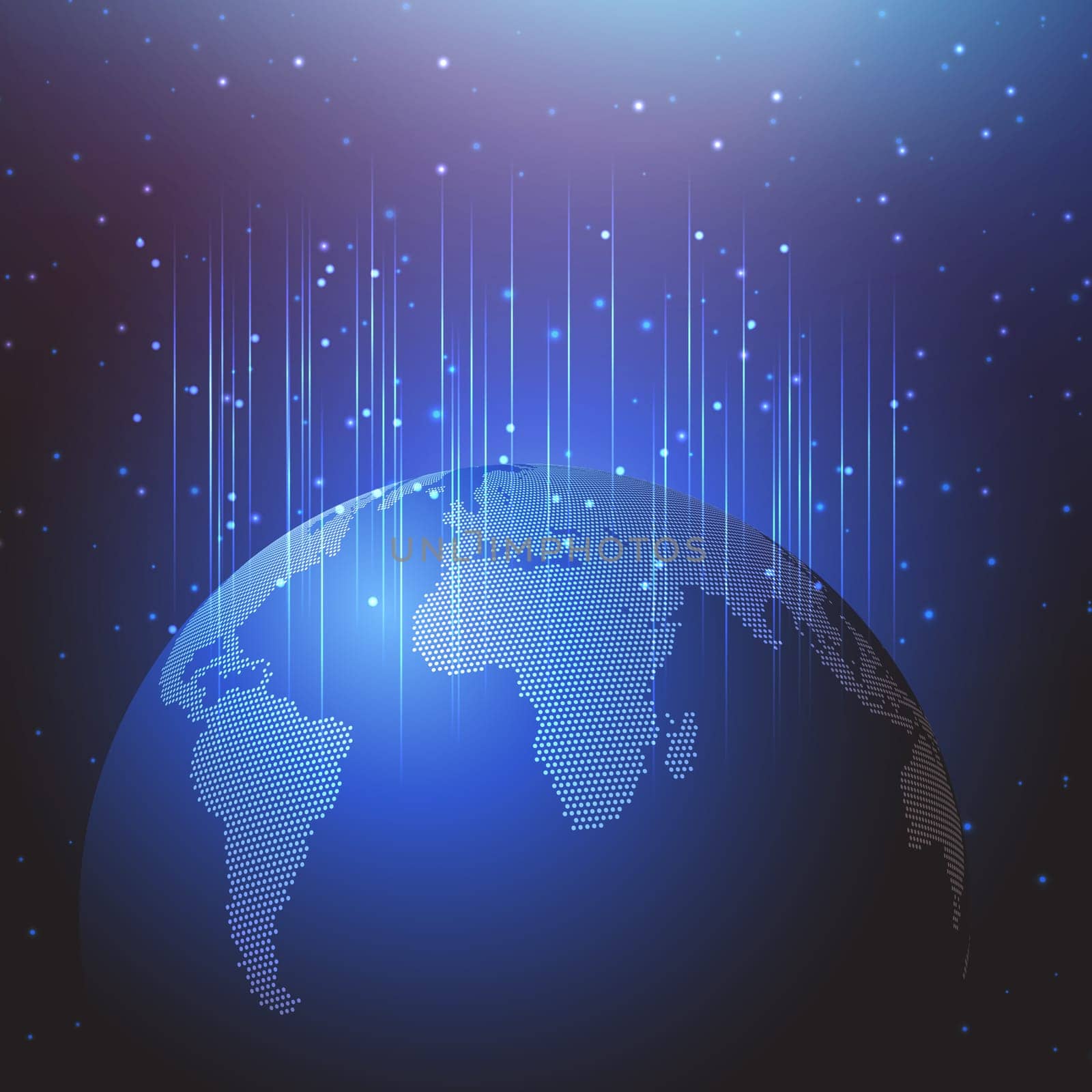 Abstract background with a world globe with halftone dots design