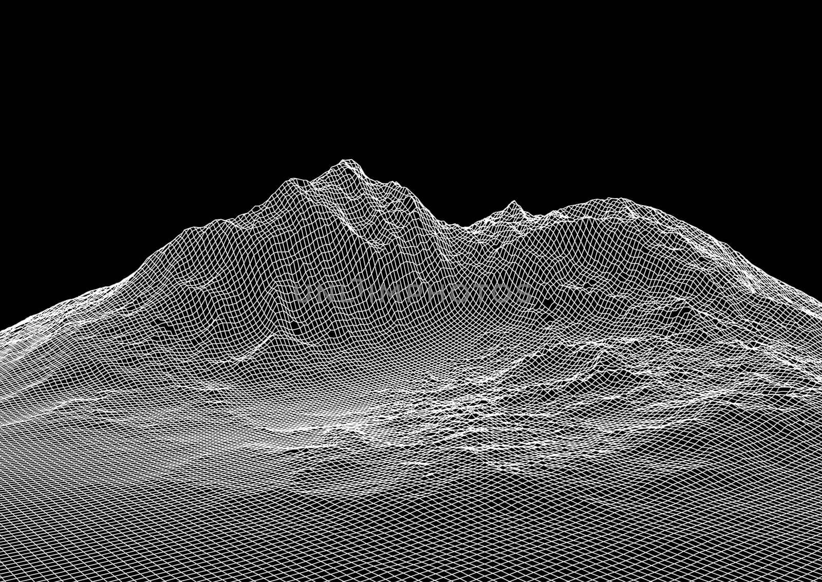 Abstract background with a wireframe landscape