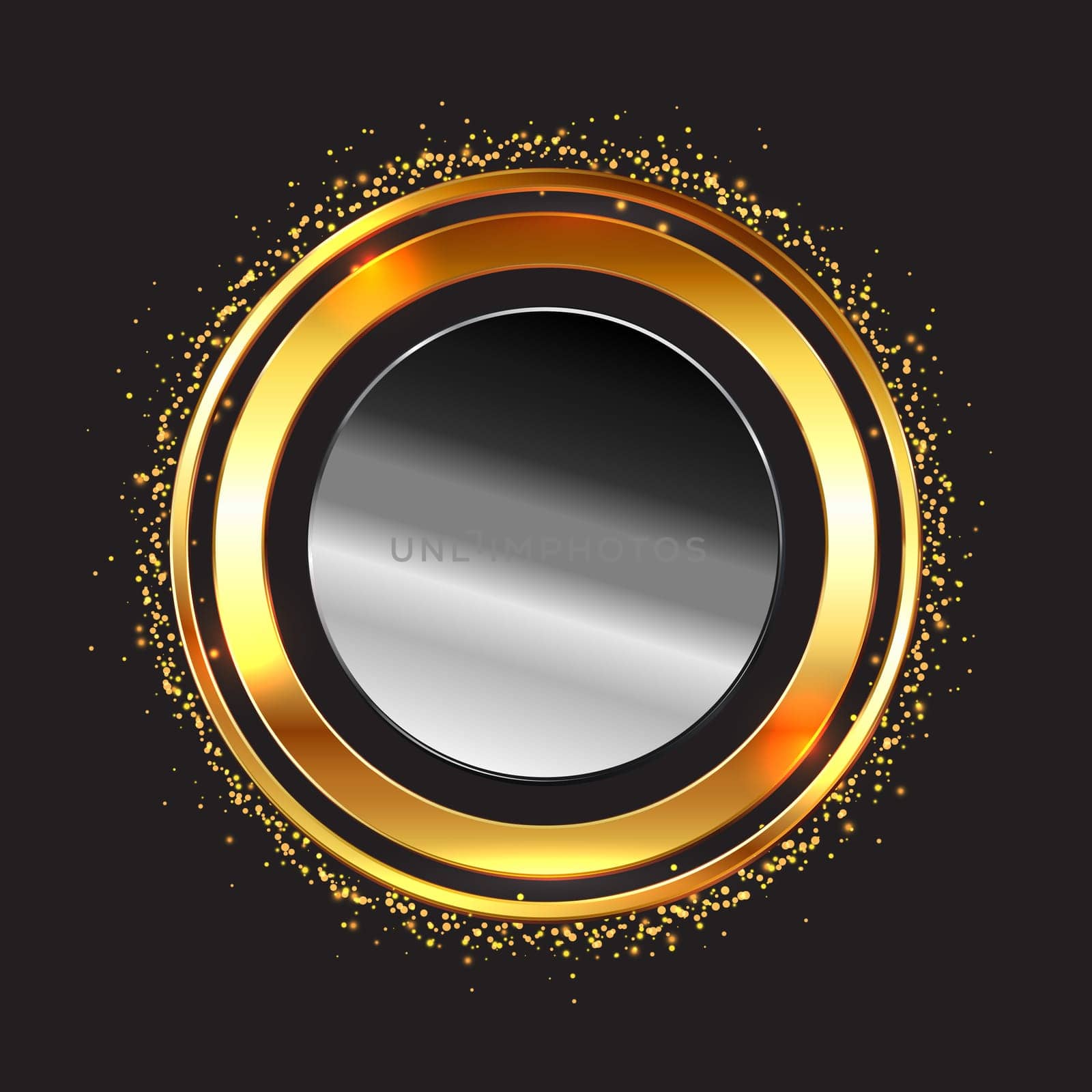 Abstract background with a metallic circular frame with glitter
