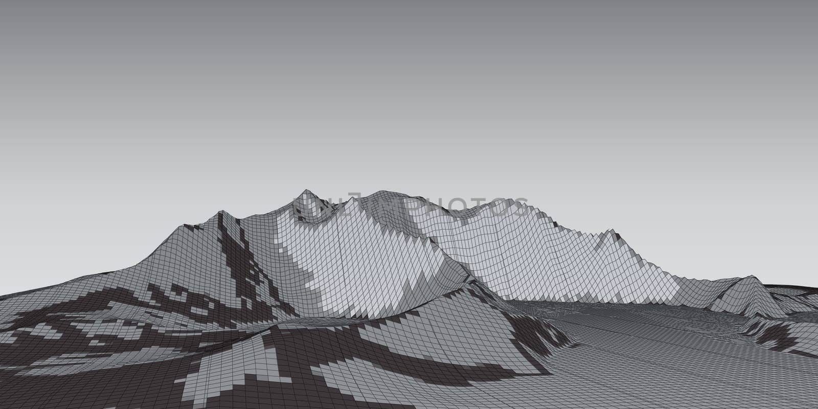 Abstract modern banner with a wireframe landscape design