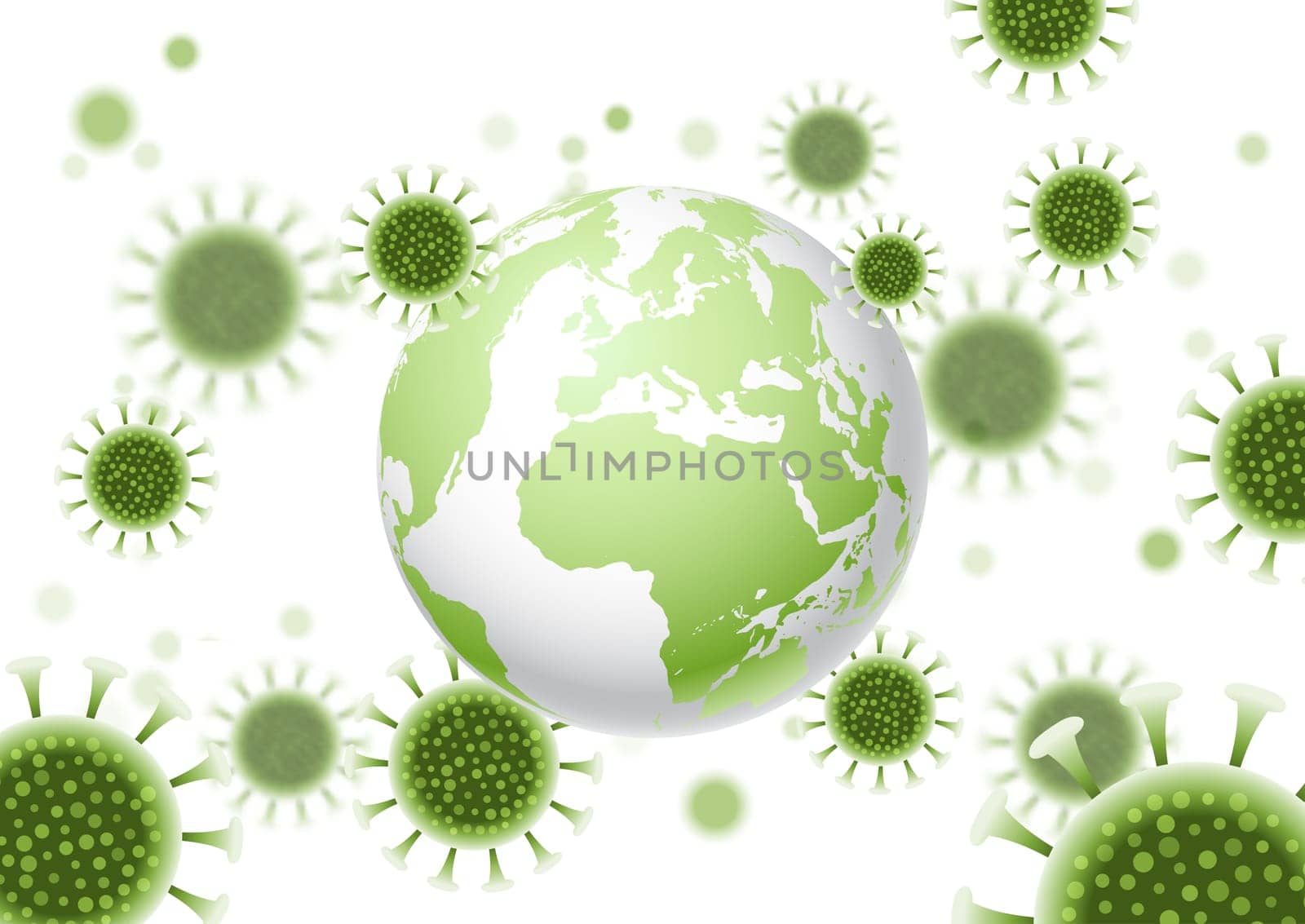 Abstract background with a world globe and virus cells design