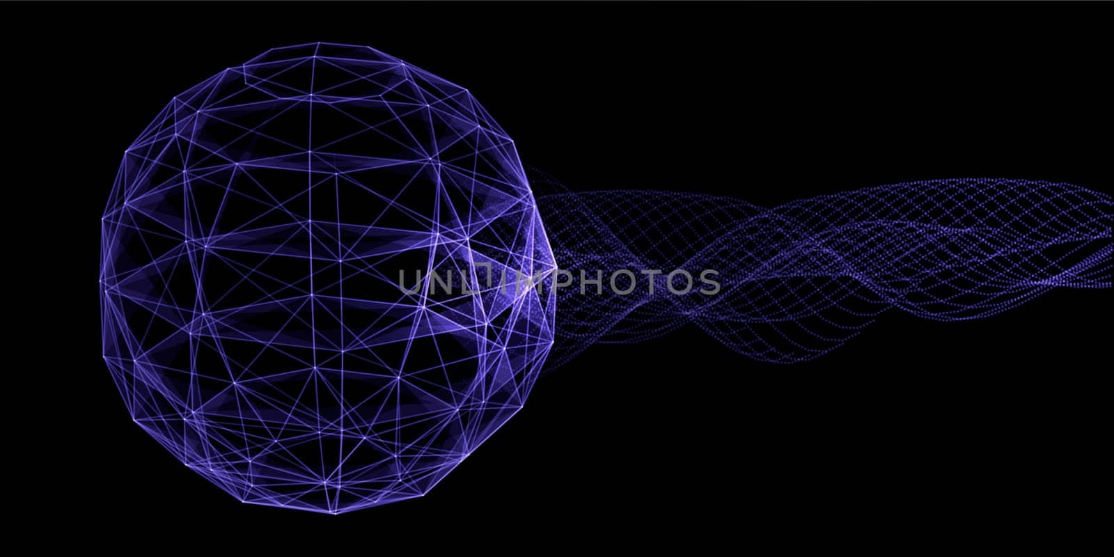 Abstract banner with a plexus globe design and flowing particles