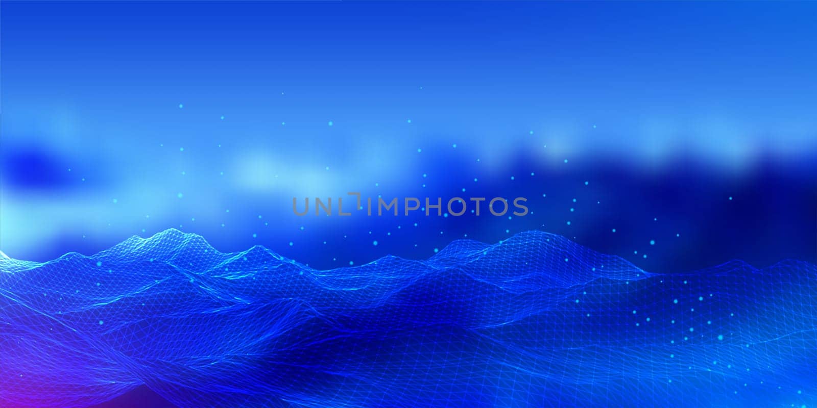 abstract banner with a wireframe landscape design