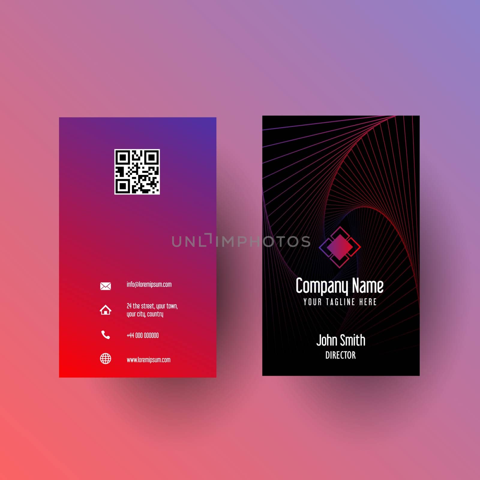 Business card with an abstract lines design