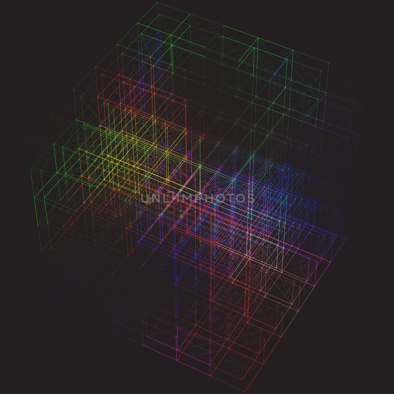 Abstract background with a colourful plexus cube design