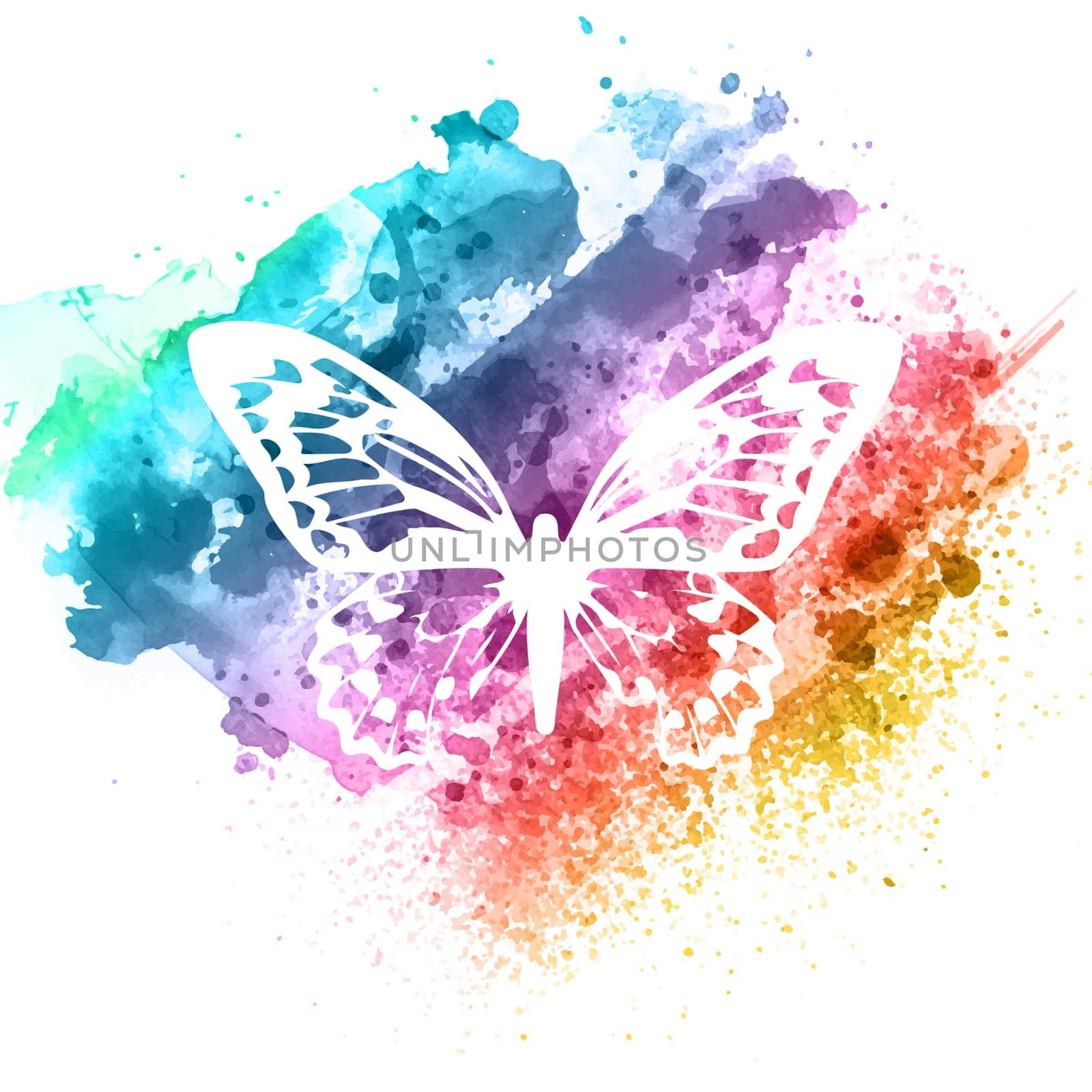 abstract butterfly design on a watercolour texture