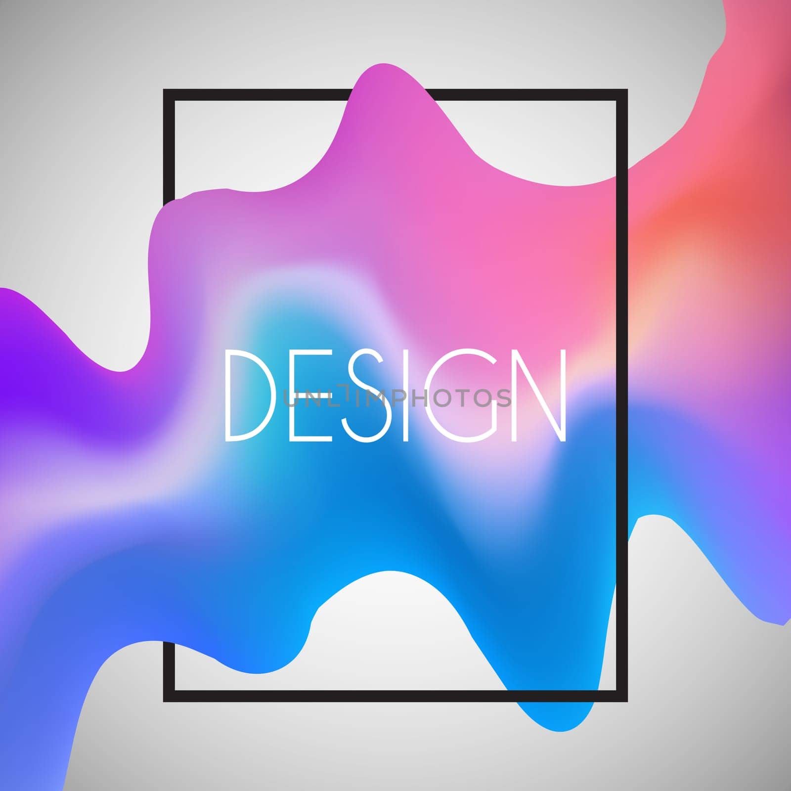 Abstract design background with 3D shape in white frame