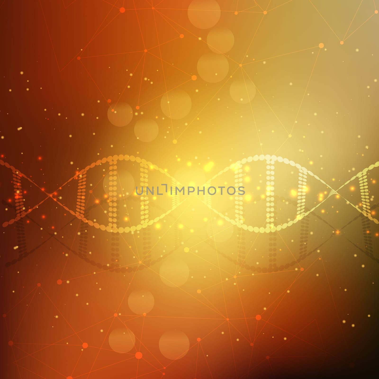 Abstract medical background with DNA strands and connecting lines and dots