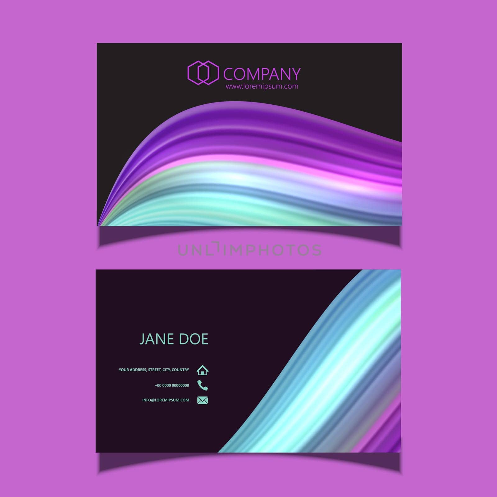 Business card with an abstract flow design
