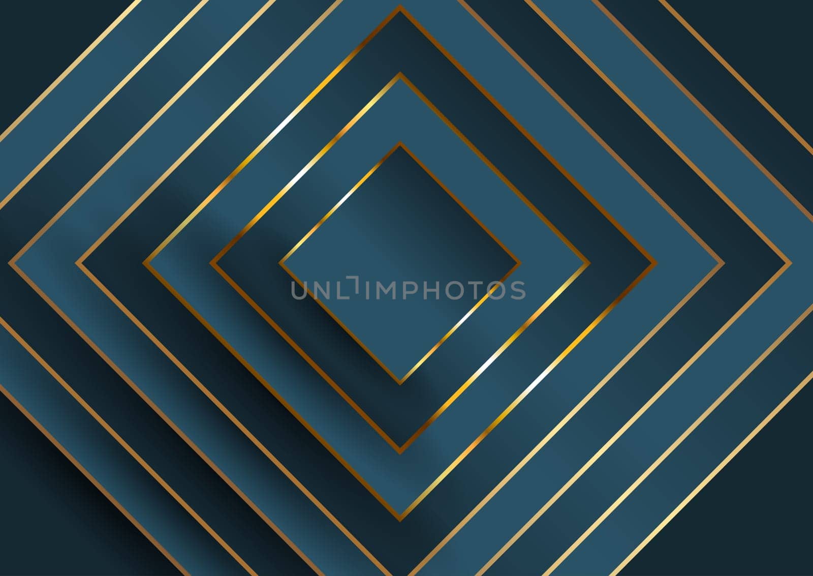 Abstract elegant background with square design in blue and gold