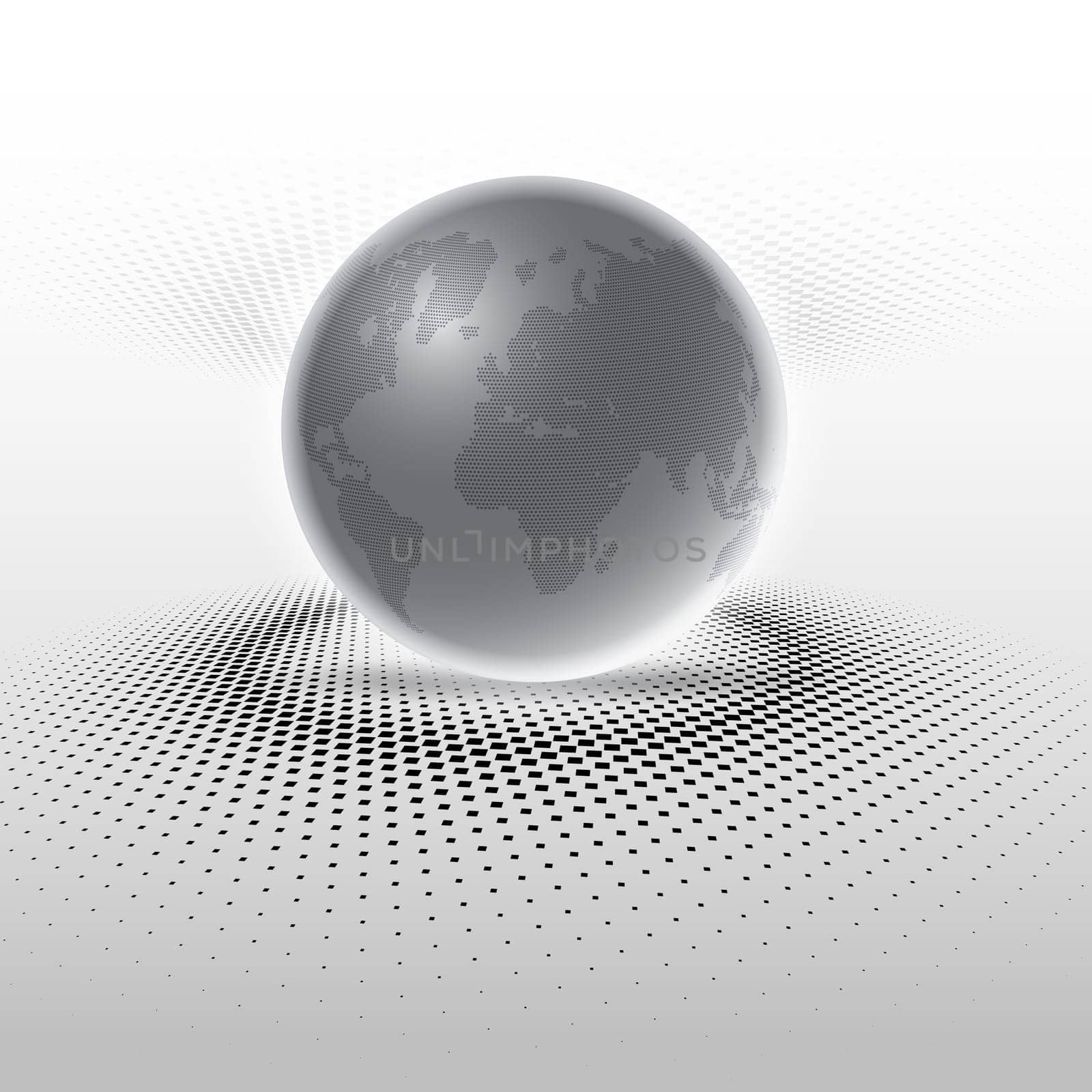 Abstract background with globe on halftone dots design
