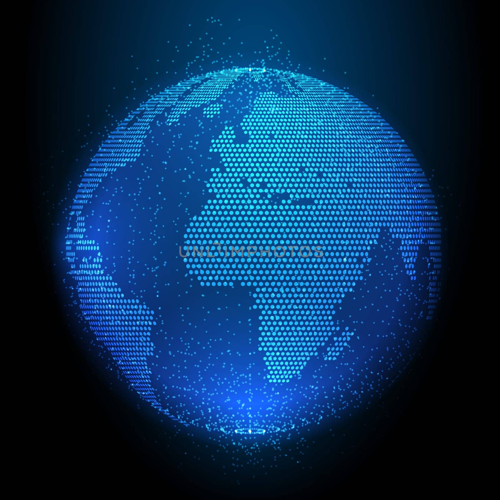 Modern futuristic background with sphere of glowing dots design
