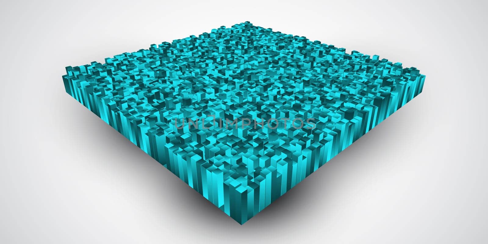 Abstract isometric background with extruding teal coloured cubes