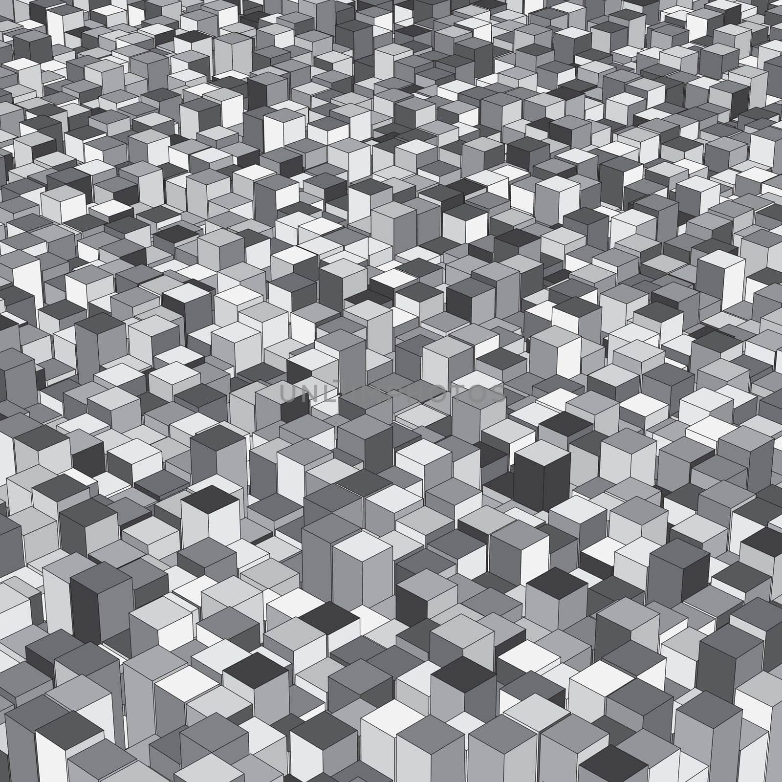 Abstrock isometric background with extruding cubes design