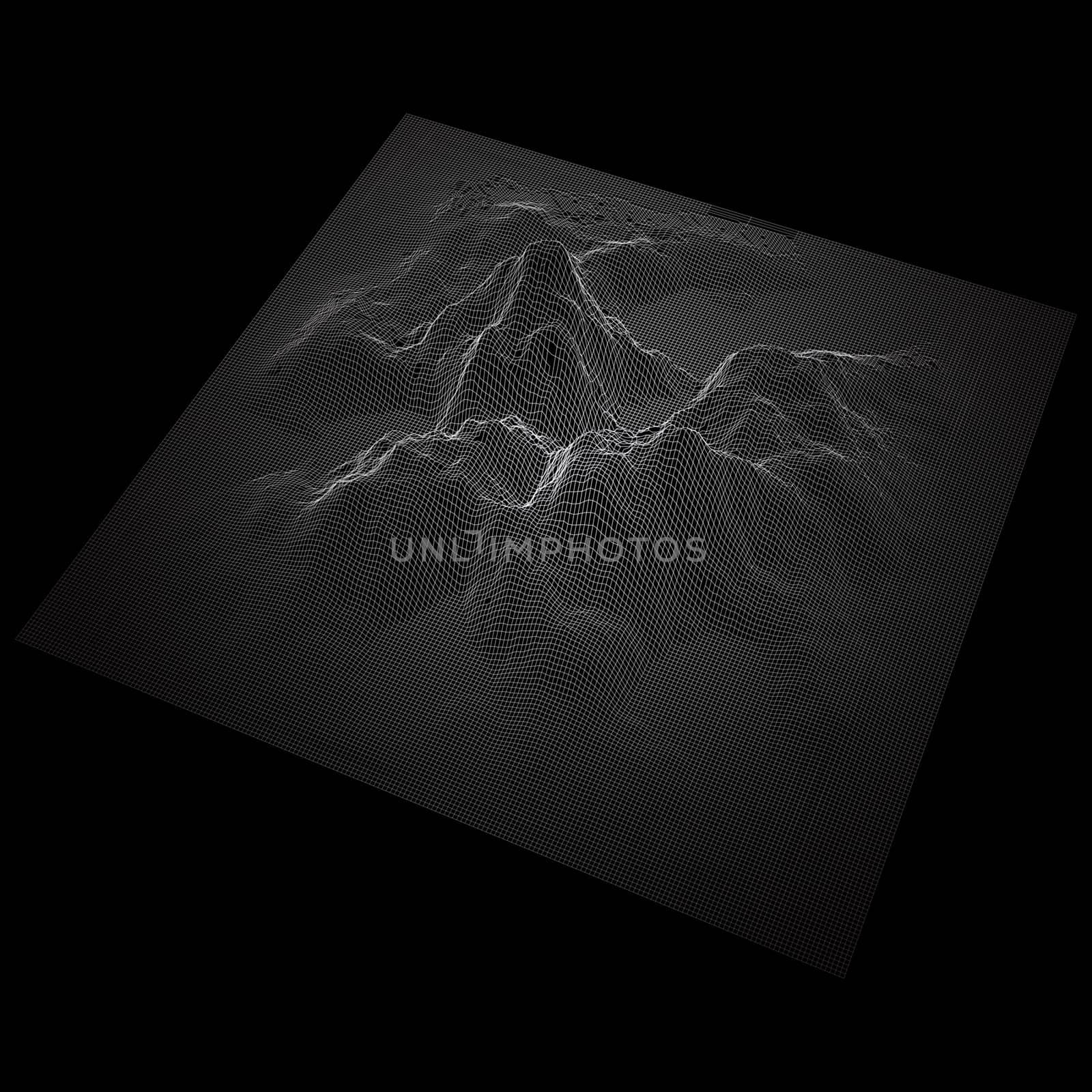 Abstract landscape background with a wireframe mountain terrain