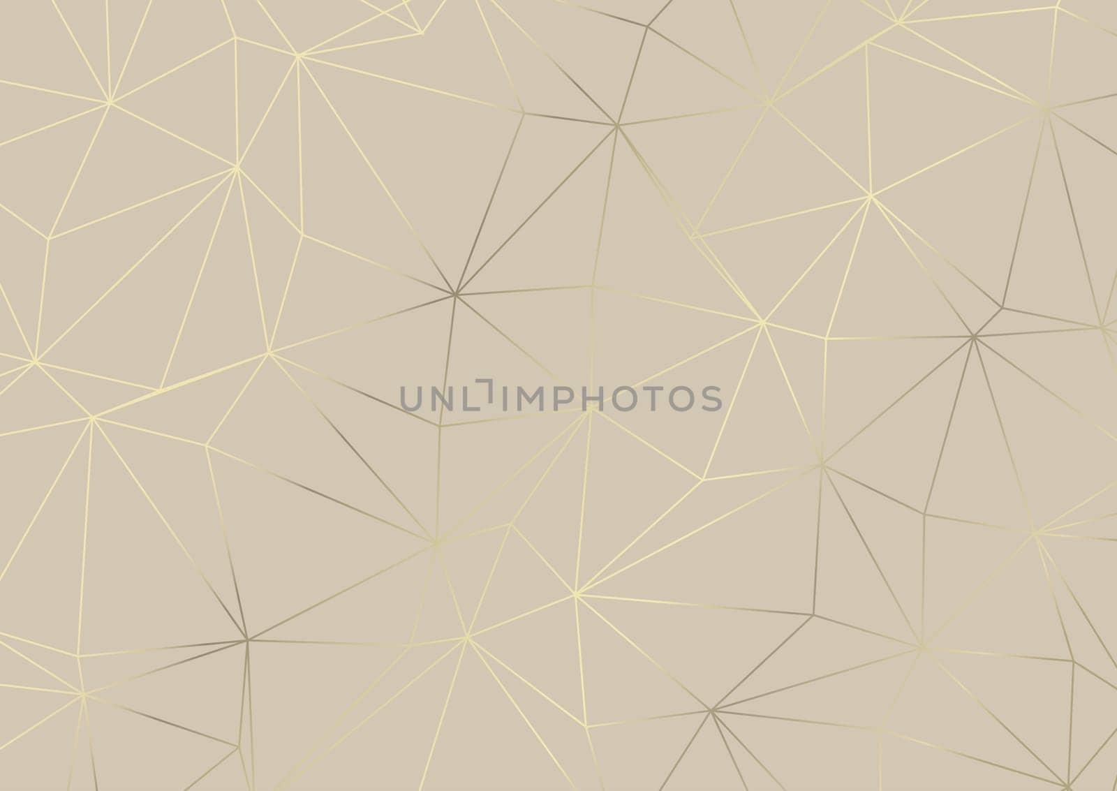 Abstract low poly pattern design in metallic god and cream