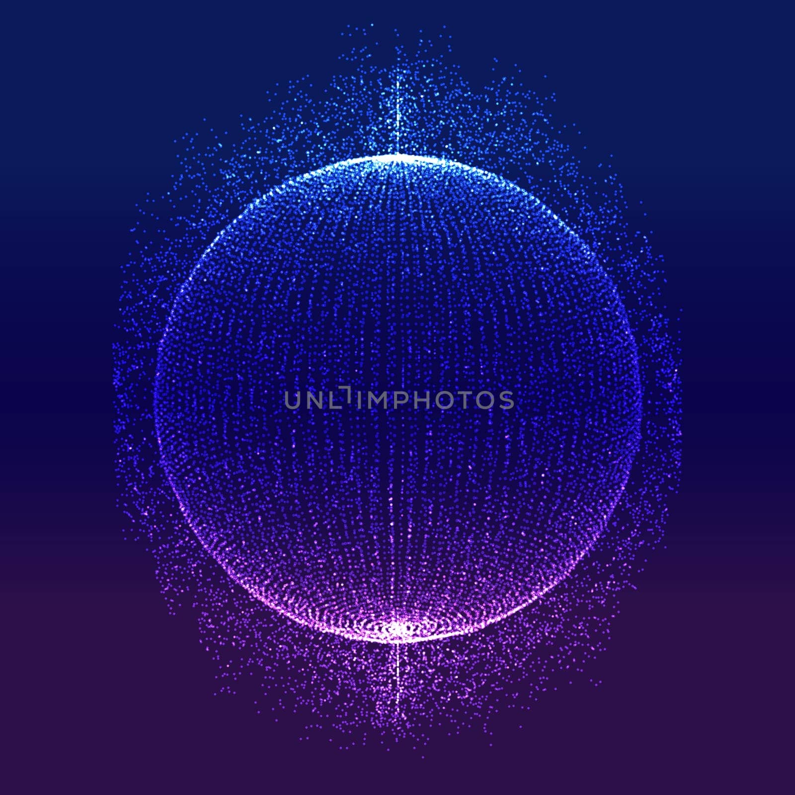 Abstract modern technology background with sphere of glowing particles
