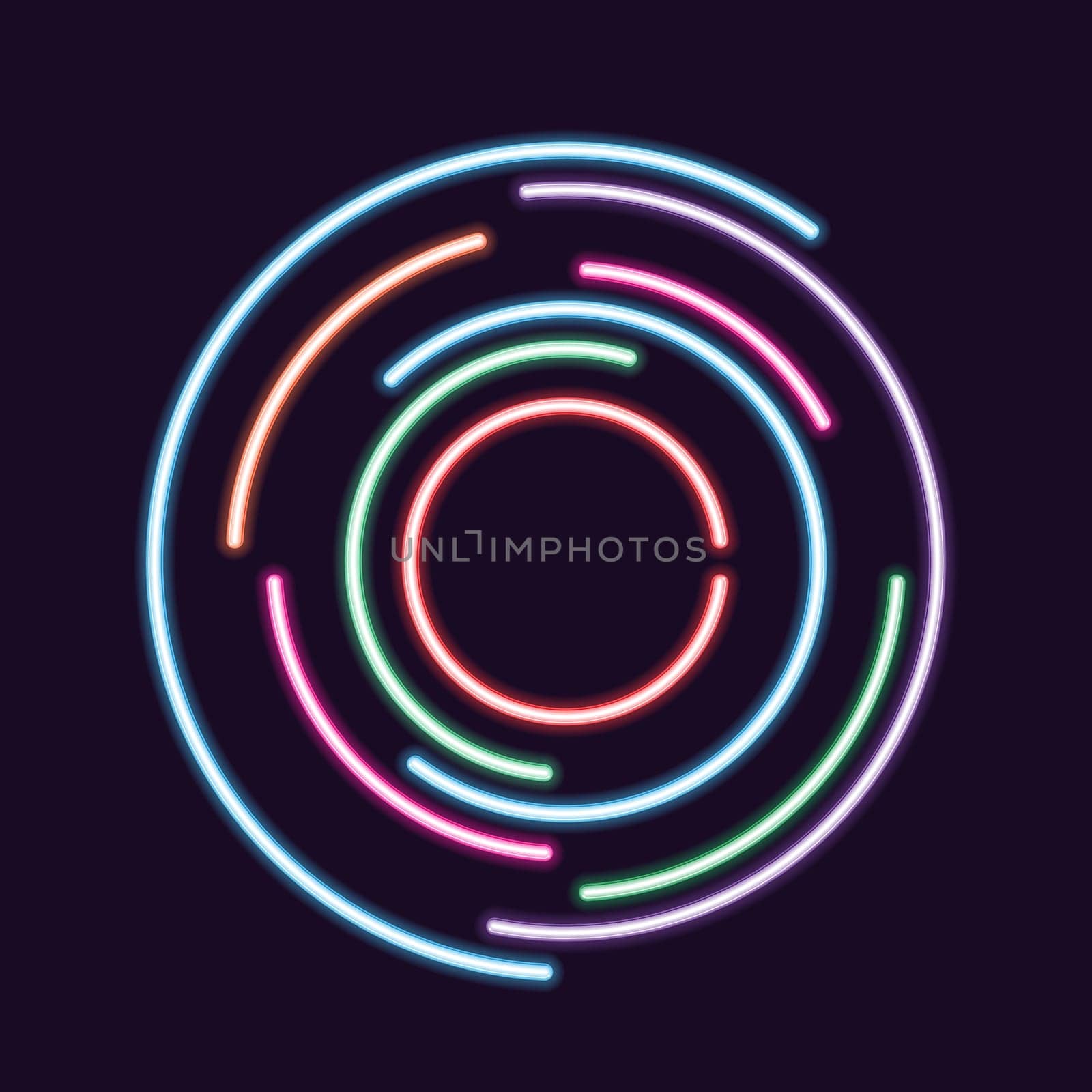 Abstract background with a neon style circle design