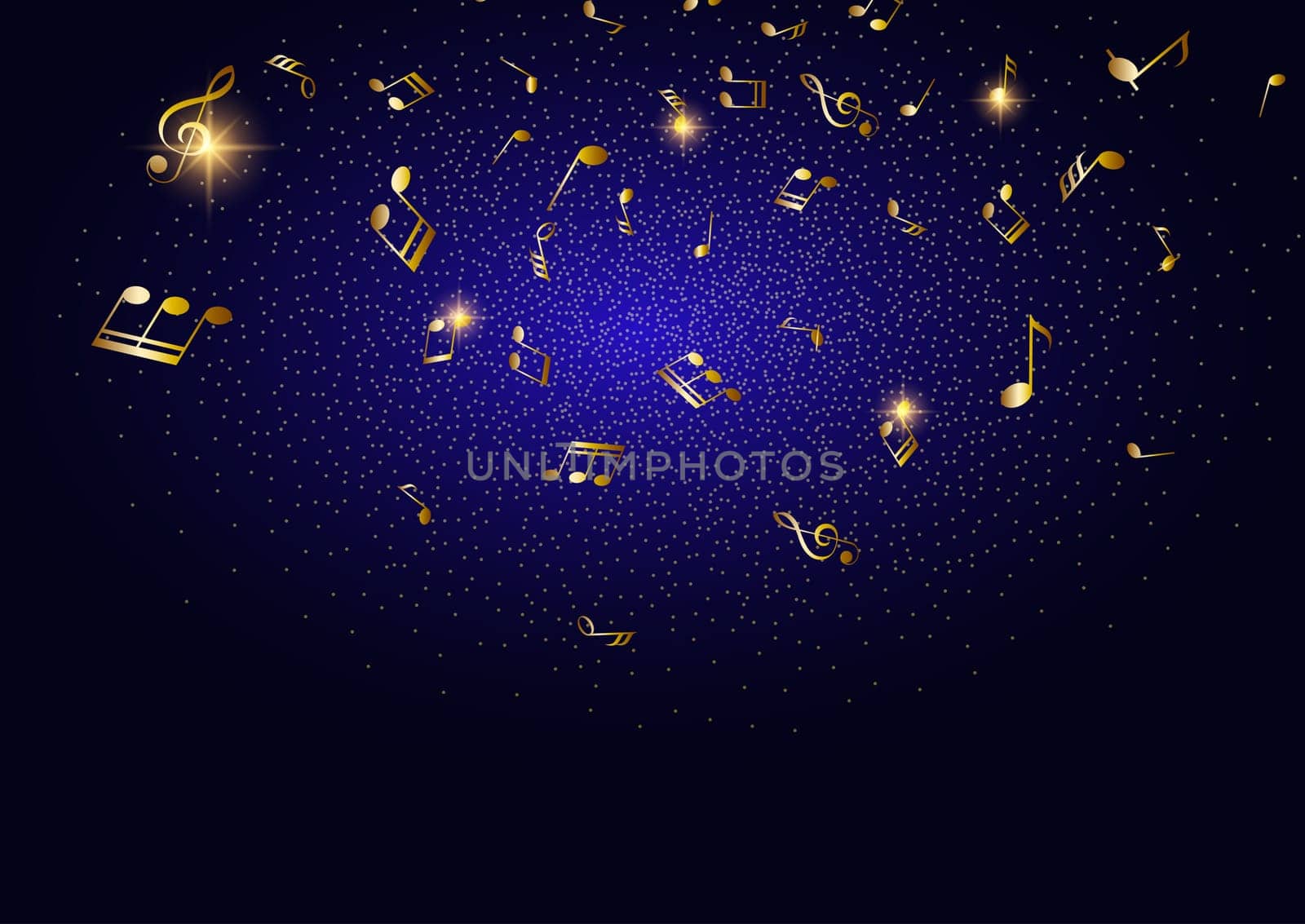 Abstract background with golden music notes design