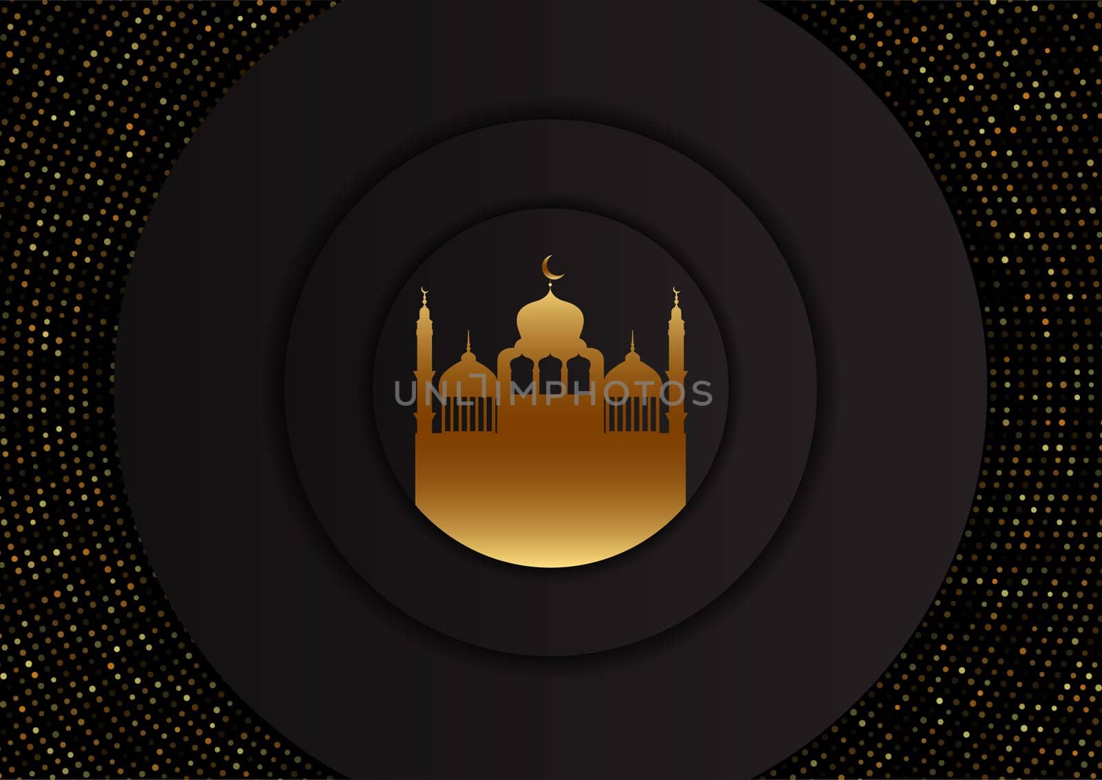 Abstract Ramadan Kareem background with gold mosque design