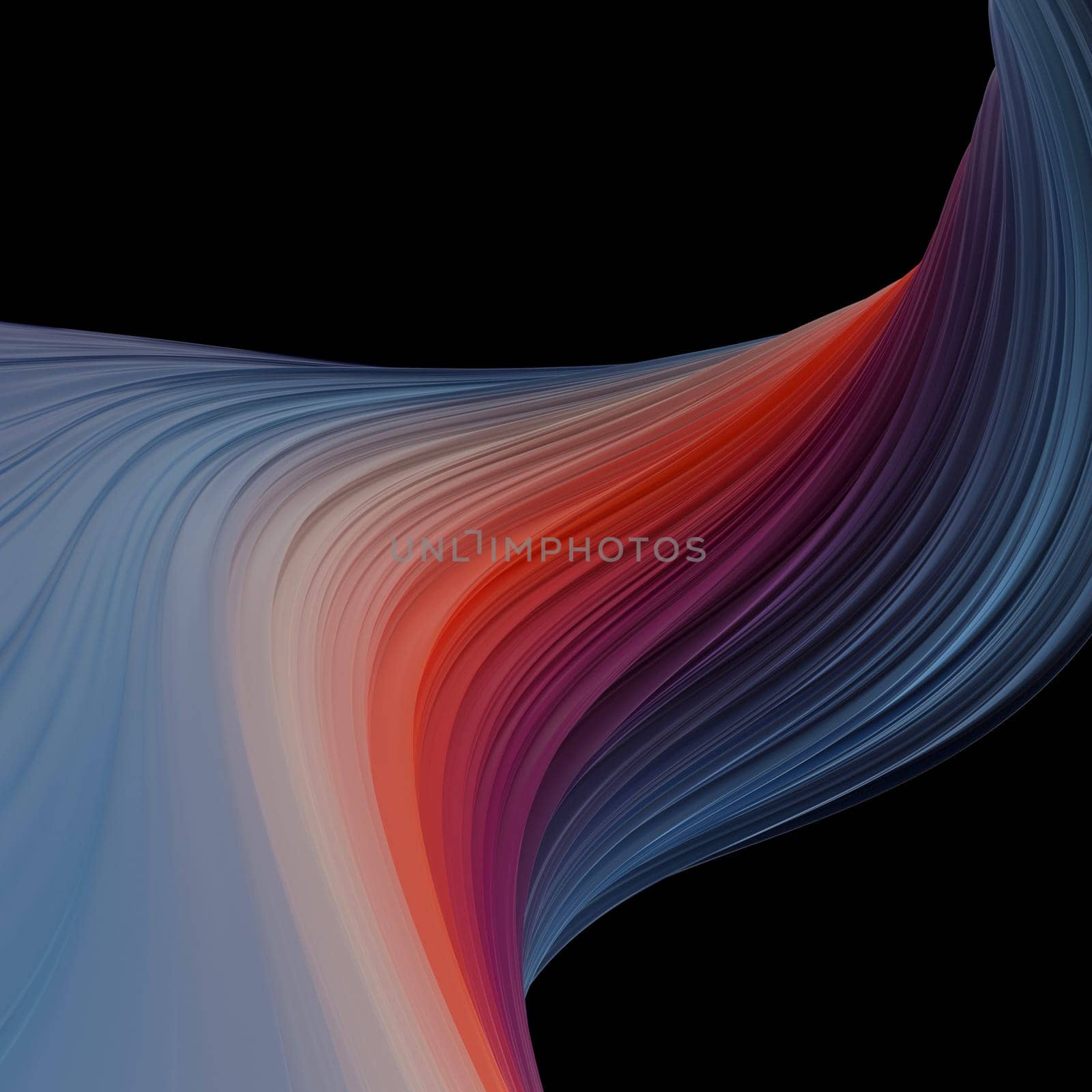 3D Render of Minimalist wave design with colorful shapes and lines