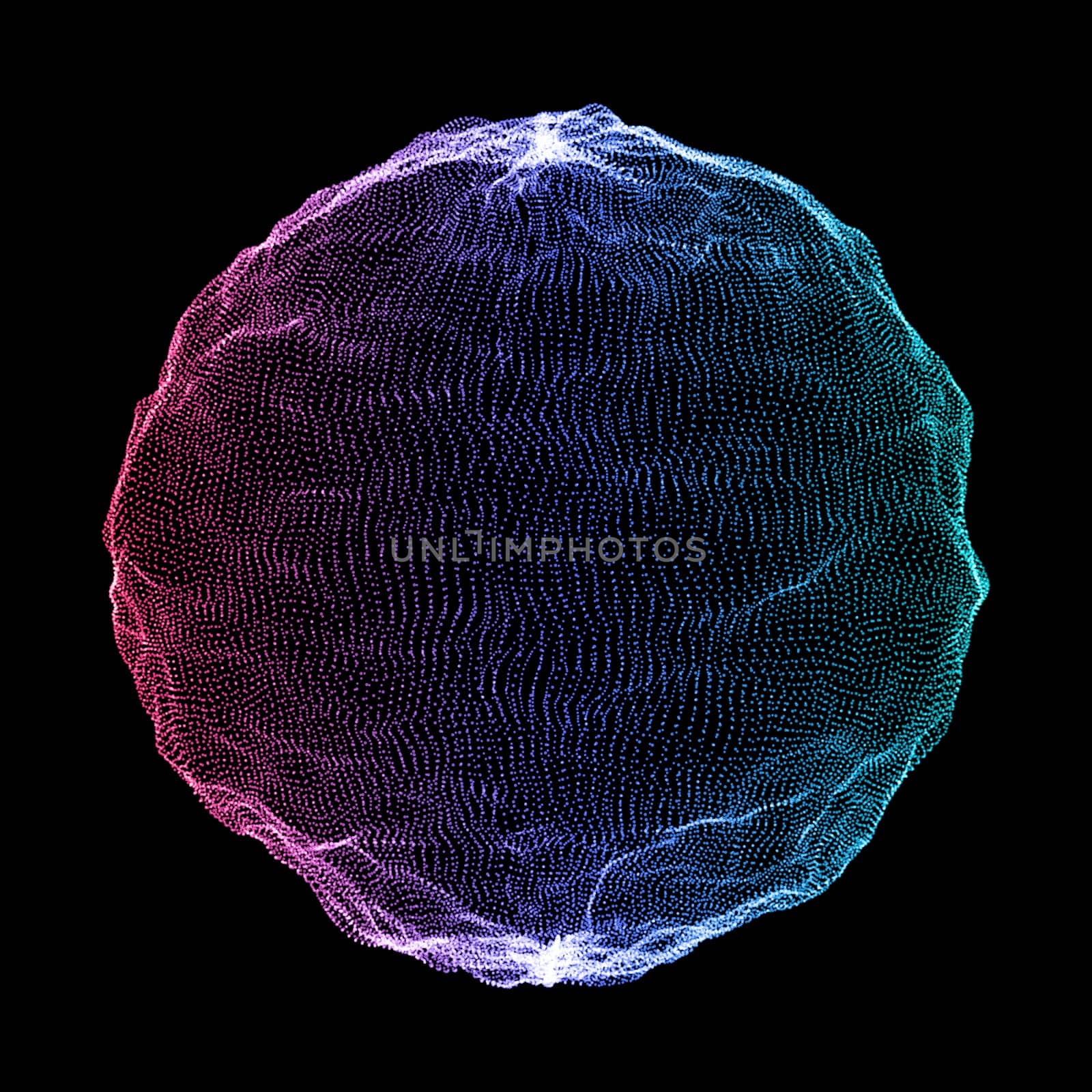 Abstract network communications background with sphere of particles