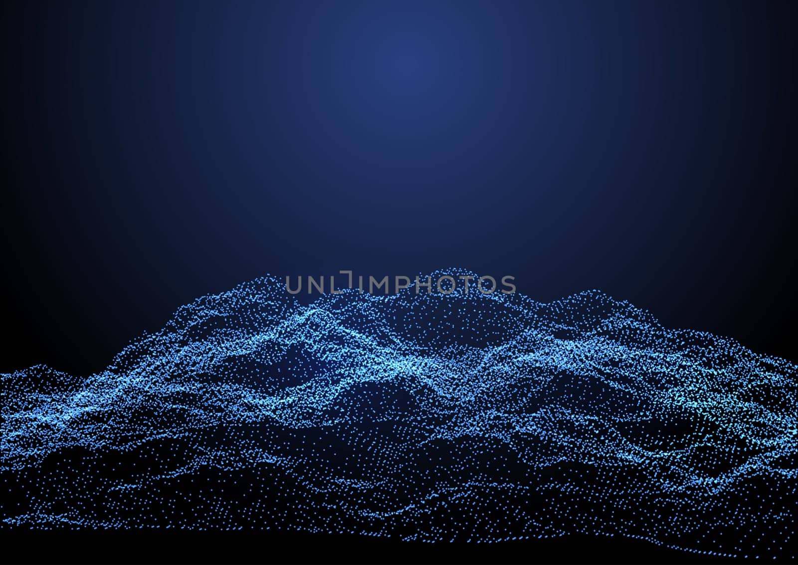 Modern futuristic background with landscape of cyber dots