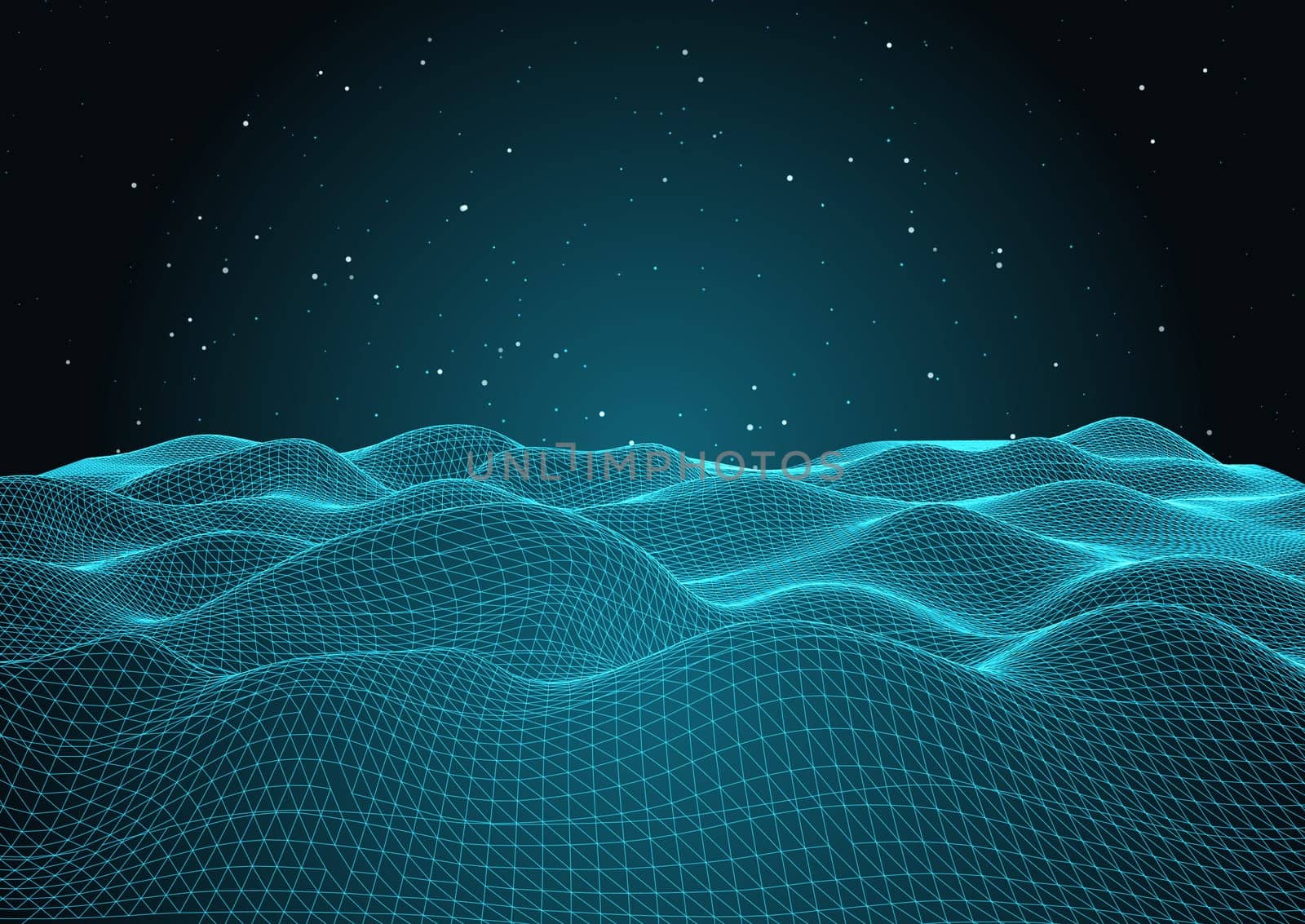 Abstract techno landscape of a flowing low poly design